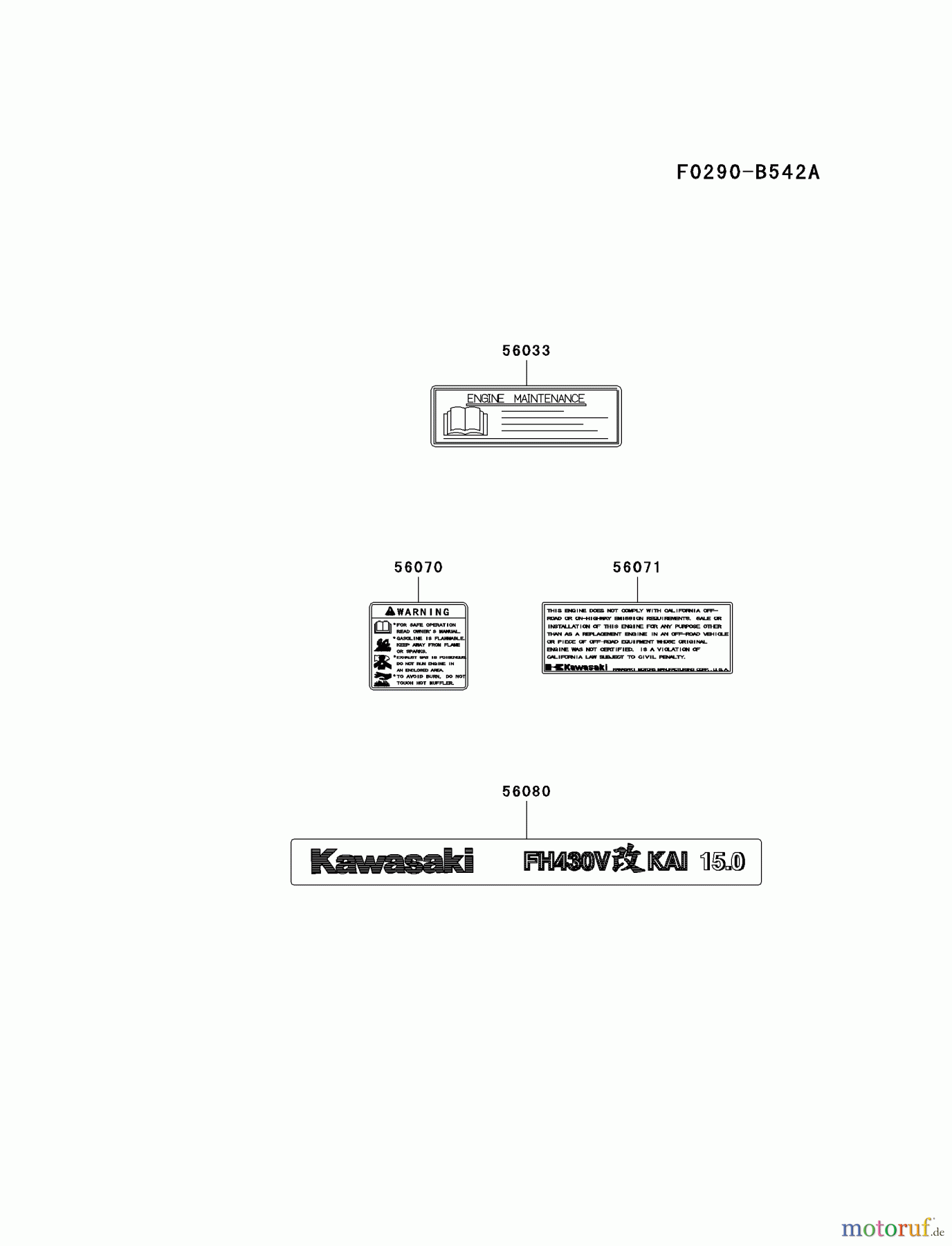  Kawasaki Motoren Motoren Vertikal FA210V - AS02 bis FH641V - DS24 FH430V-AS41 - Kawasaki FH430V 4-Stroke Engine LABEL