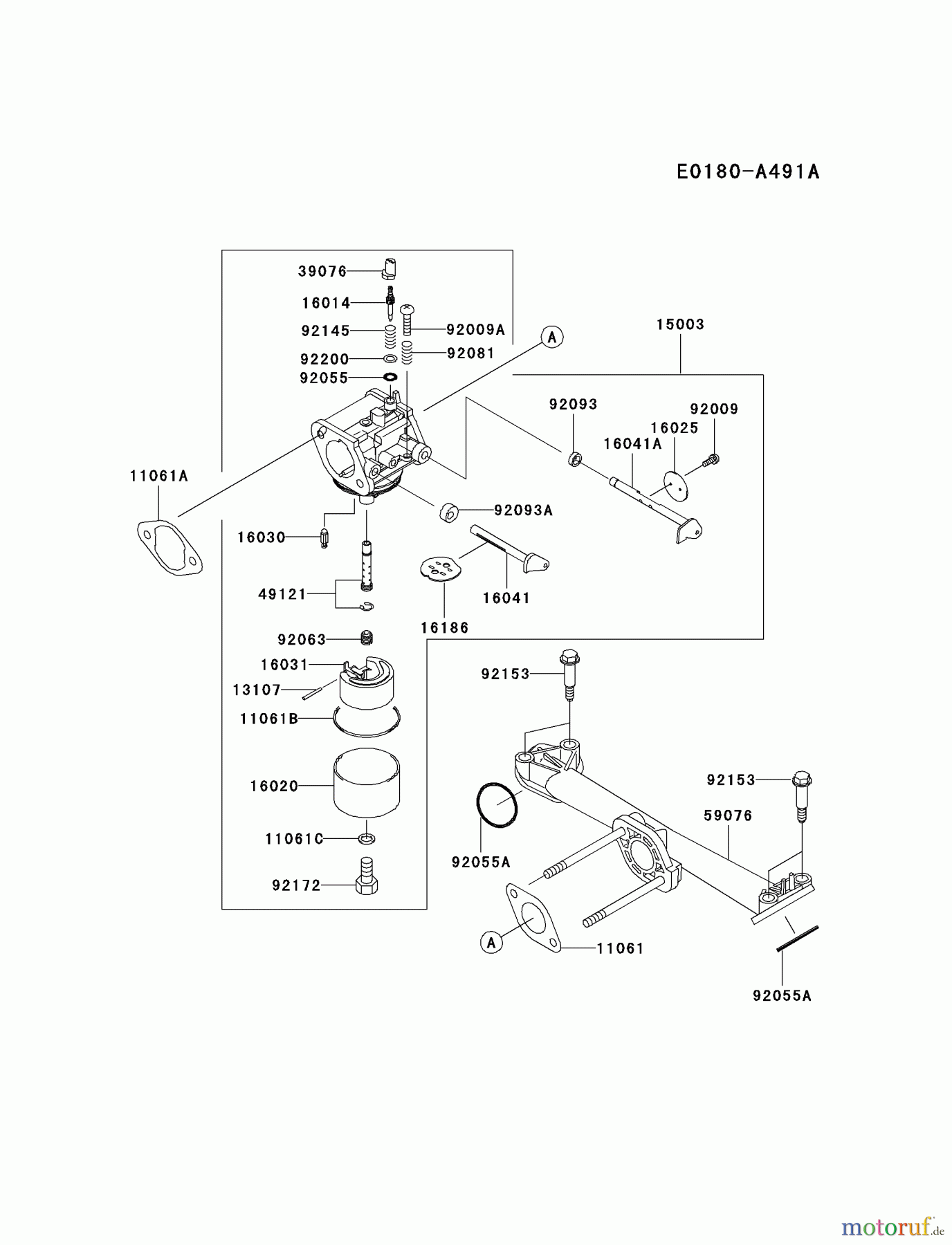  Kawasaki Motoren Motoren Vertikal FA210V - AS02 bis FH641V - DS24 FH430V-BS06 - Kawasaki FH430V 4-Stroke Engine CARBURETOR