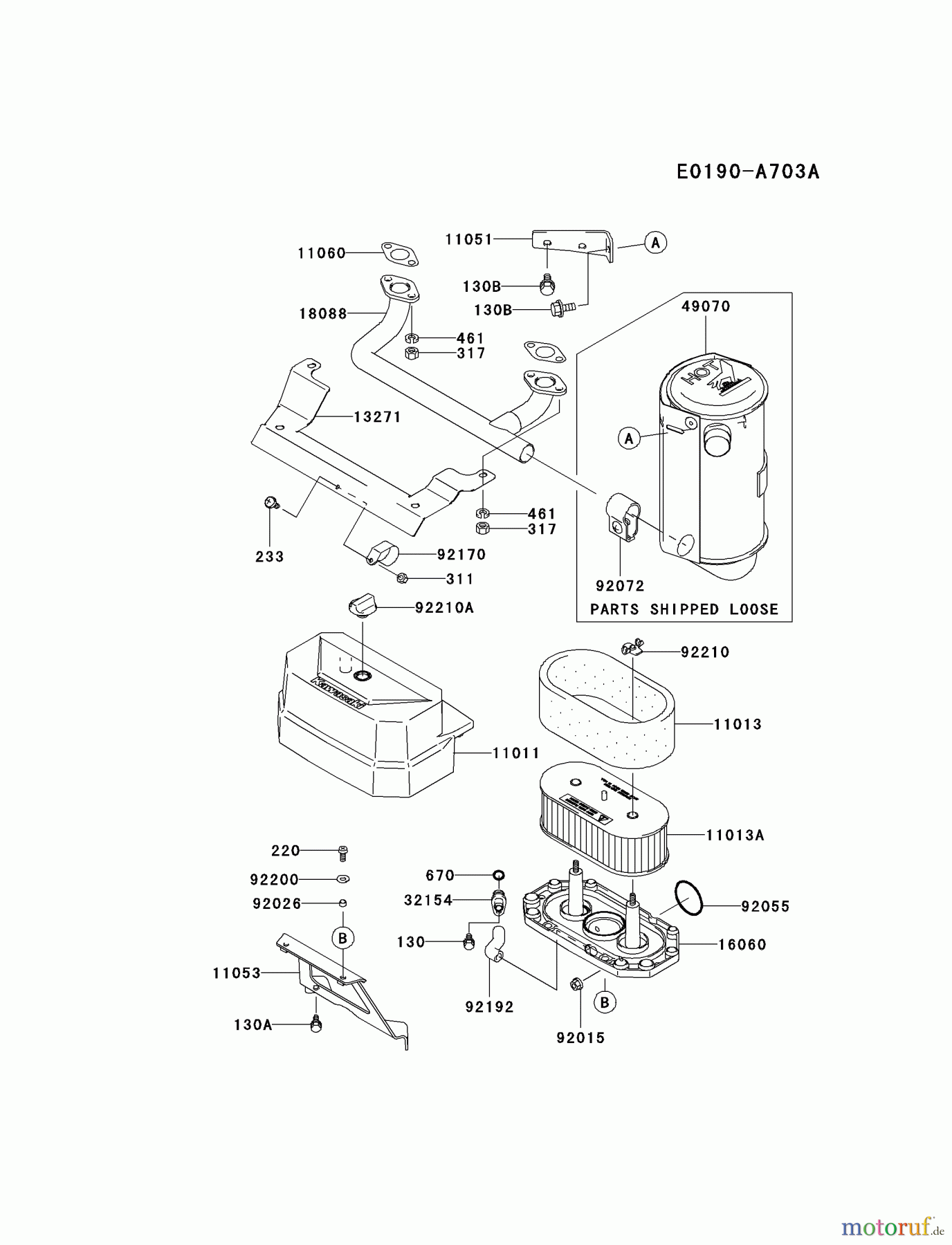  Kawasaki Motoren Motoren Vertikal FA210V - AS02 bis FH641V - DS24 FH381V-BS22 - Kawasaki FH381V 4-Stroke Engine AIR-FILTER/MUFFLER