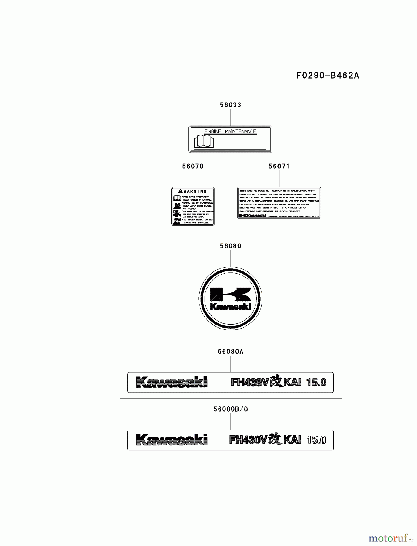  Kawasaki Motoren Motoren Vertikal FA210V - AS02 bis FH641V - DS24 FH430V-BS34 - Kawasaki FH430V 4-Stroke Engine LABEL