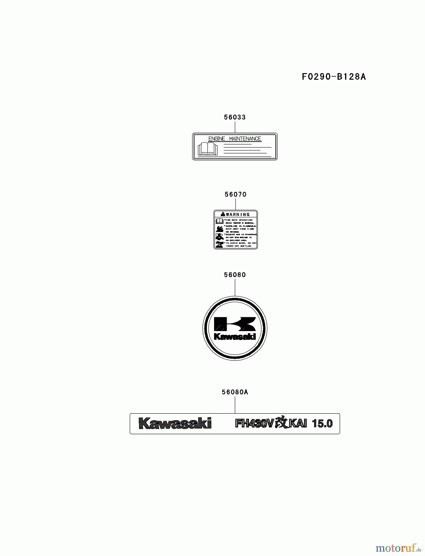  Kawasaki Motoren Motoren Vertikal FA210V - AS02 bis FH641V - DS24 FH430V-AS31 - Kawasaki FH430V 4-Stroke Engine LABEL