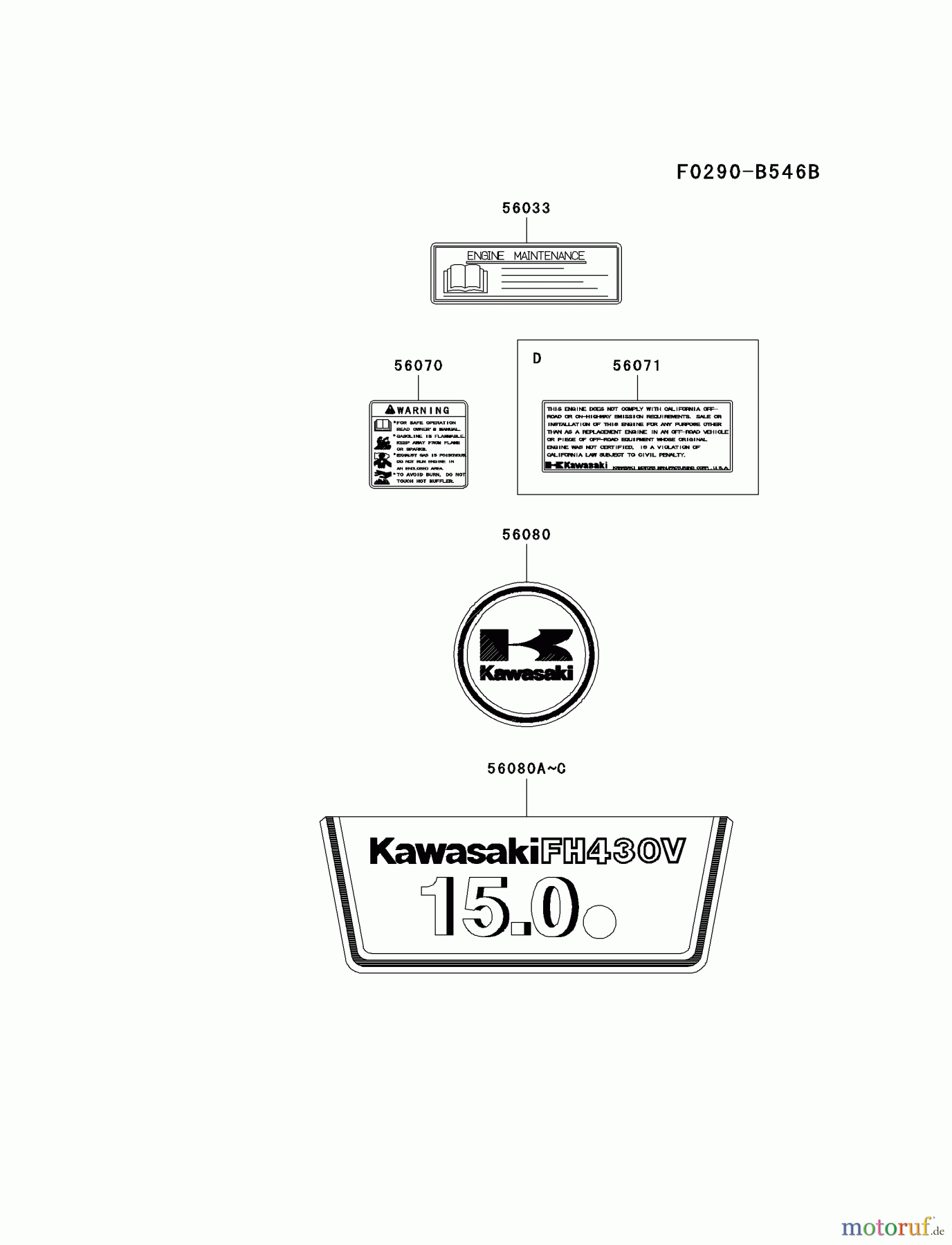  Kawasaki Motoren Motoren Vertikal FA210V - AS02 bis FH641V - DS24 FH430V-BS08 - Kawasaki FH430V 4-Stroke Engine LABEL