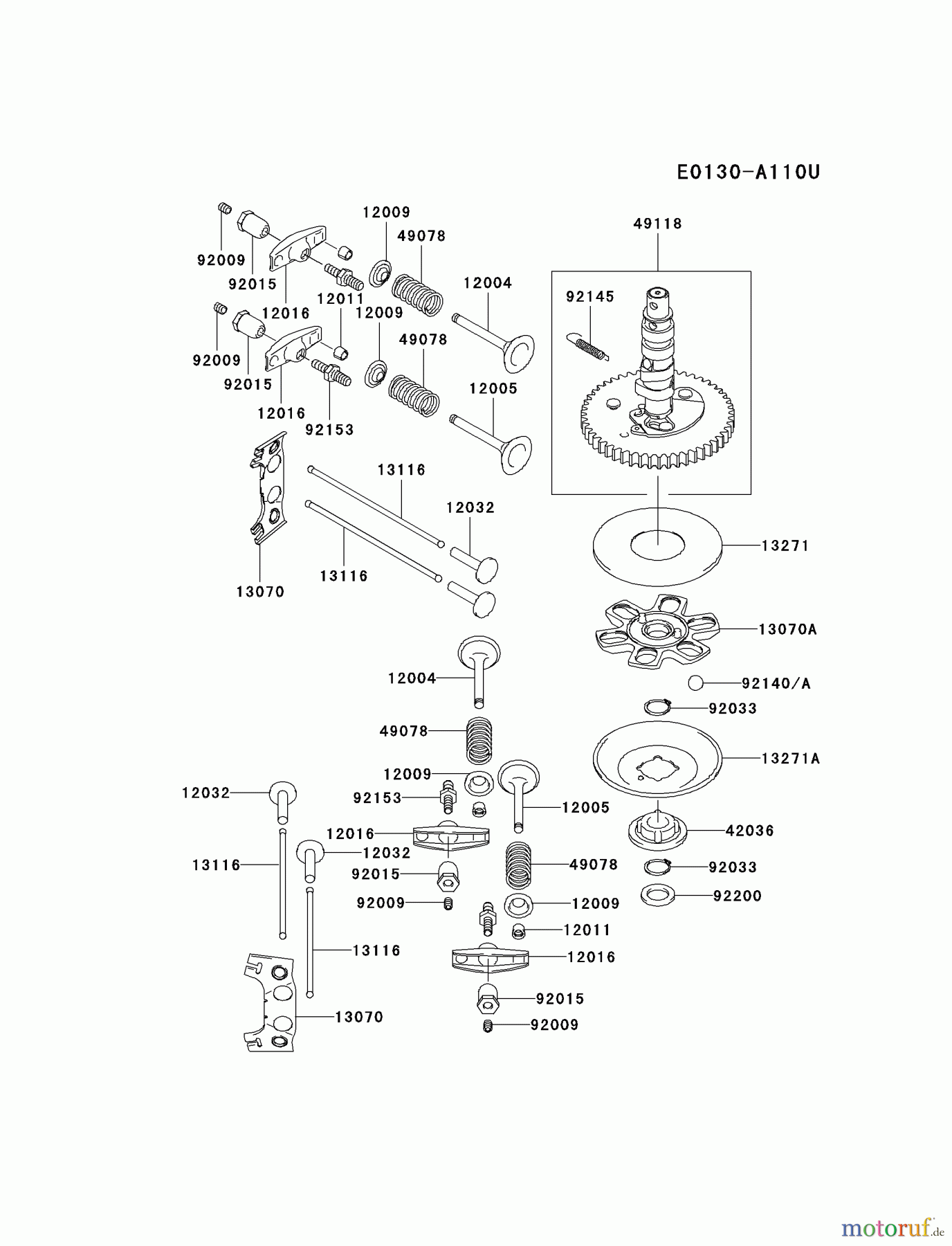  Kawasaki Motoren Motoren Vertikal FA210V - AS02 bis FH641V - DS24 FH381V-DS12 - Kawasaki FH381V 4-Stroke Engine VALVE/CAMSHAFT