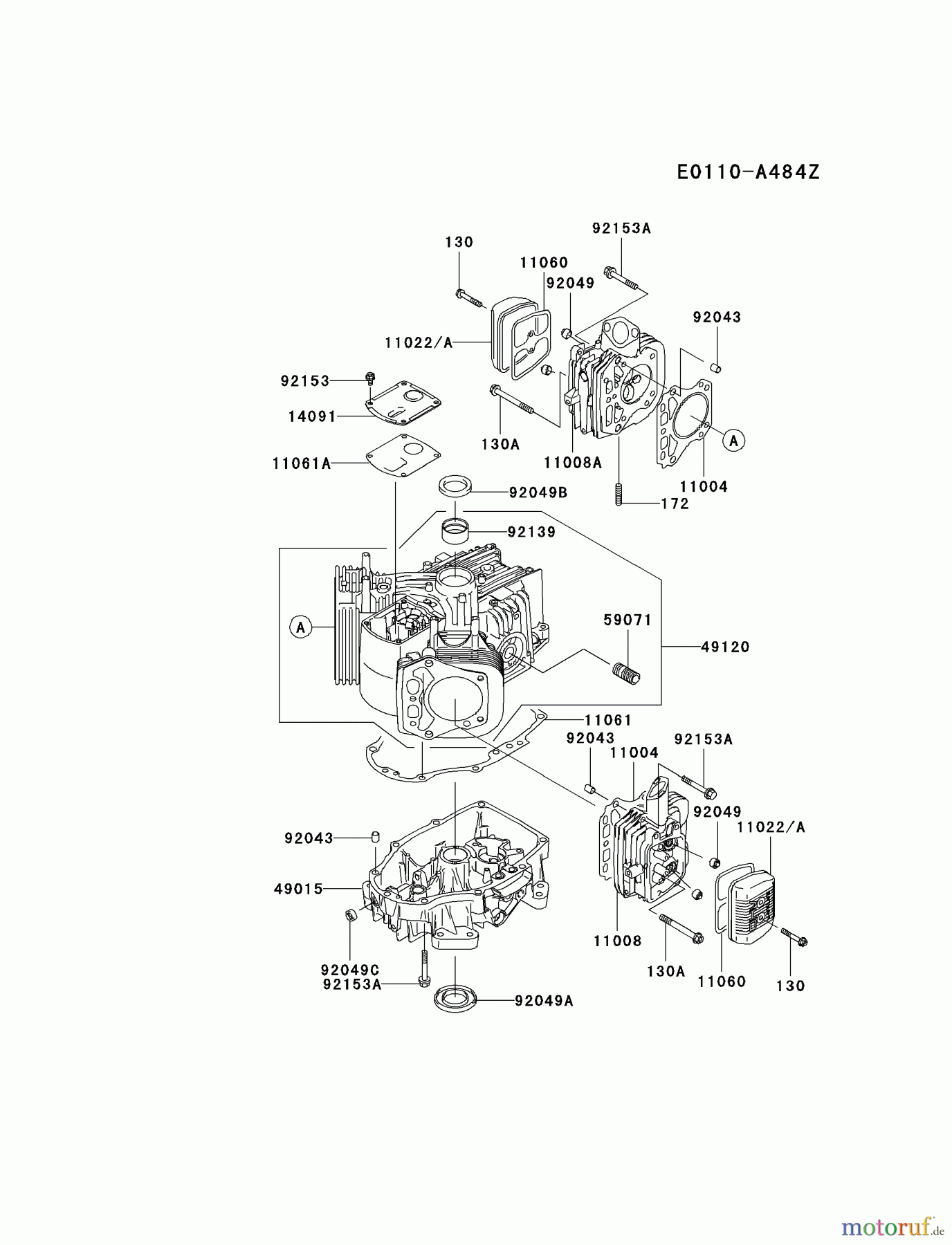  Kawasaki Motoren Motoren Vertikal FA210V - AS02 bis FH641V - DS24 FH430V-DS27 - Kawasaki FH430V 4-Stroke Engine CYLINDER/CRANKCASE