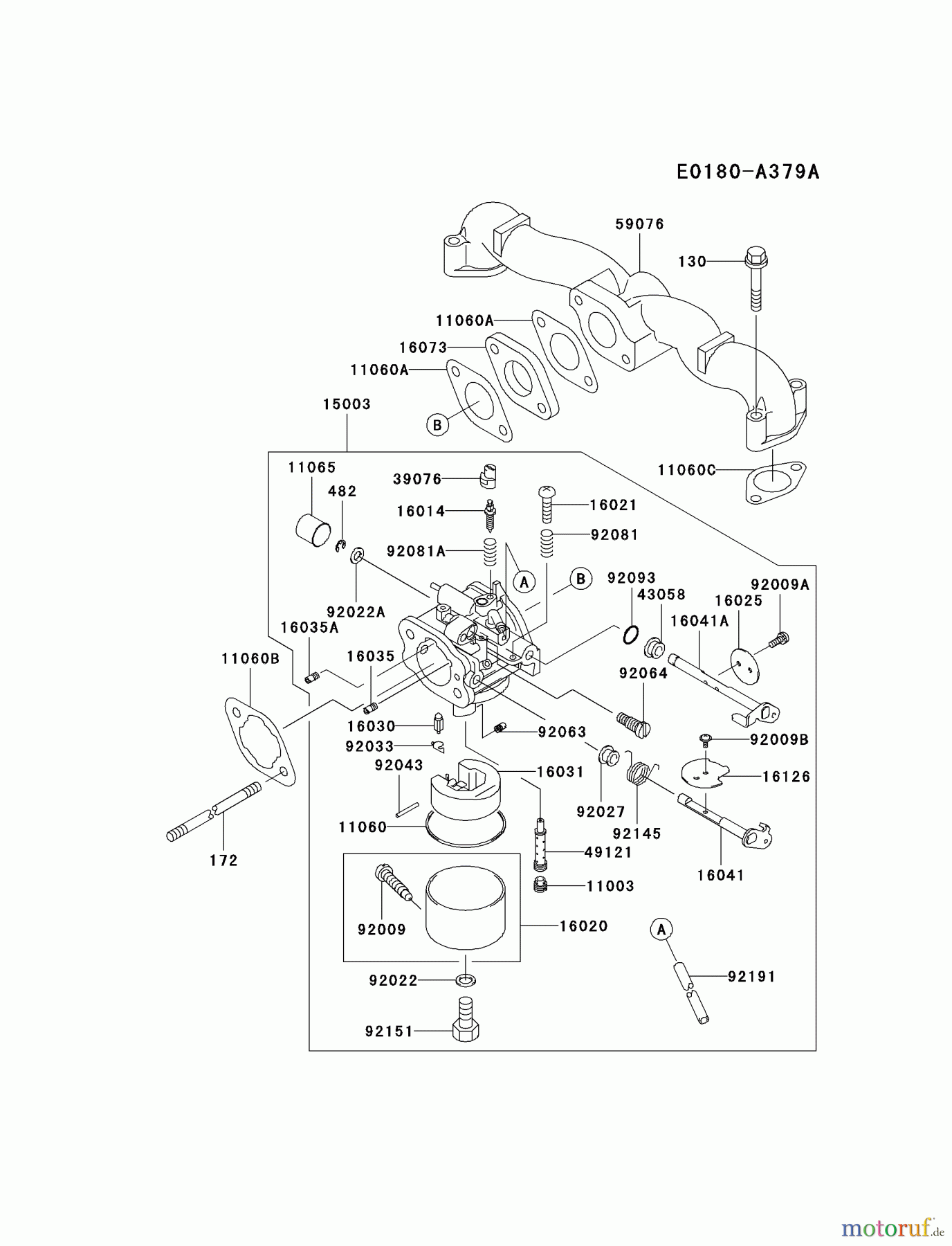  Kawasaki Motoren Motoren Vertikal FA210V - AS02 bis FH641V - DS24 FH451V-AS01 - Kawasaki FH451V 4-Stroke Engine CARBURETOR