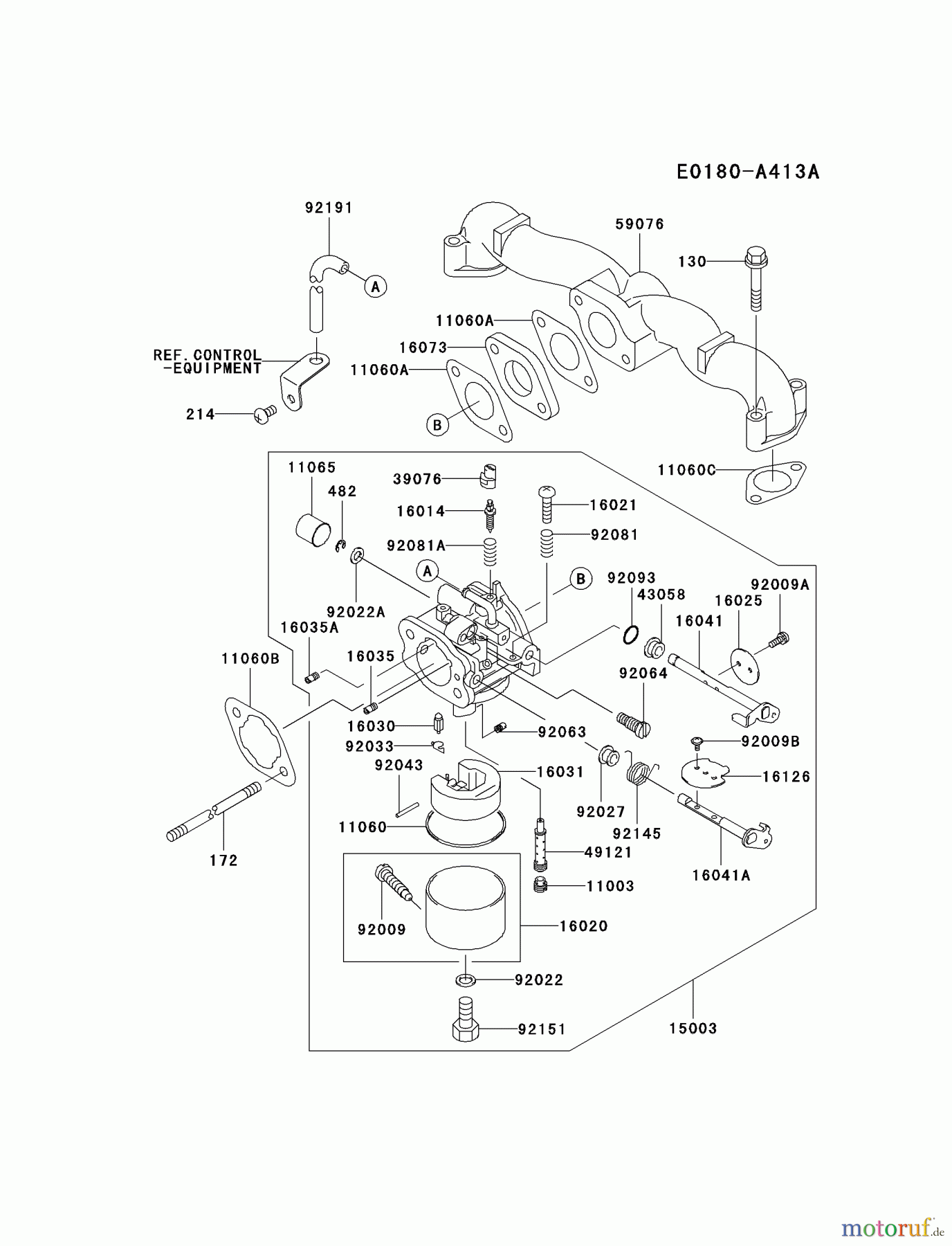  Kawasaki Motoren Motoren Vertikal FA210V - AS02 bis FH641V - DS24 FH451V-AS09 - Kawasaki FH451V 4-Stroke Engine CARBURETOR