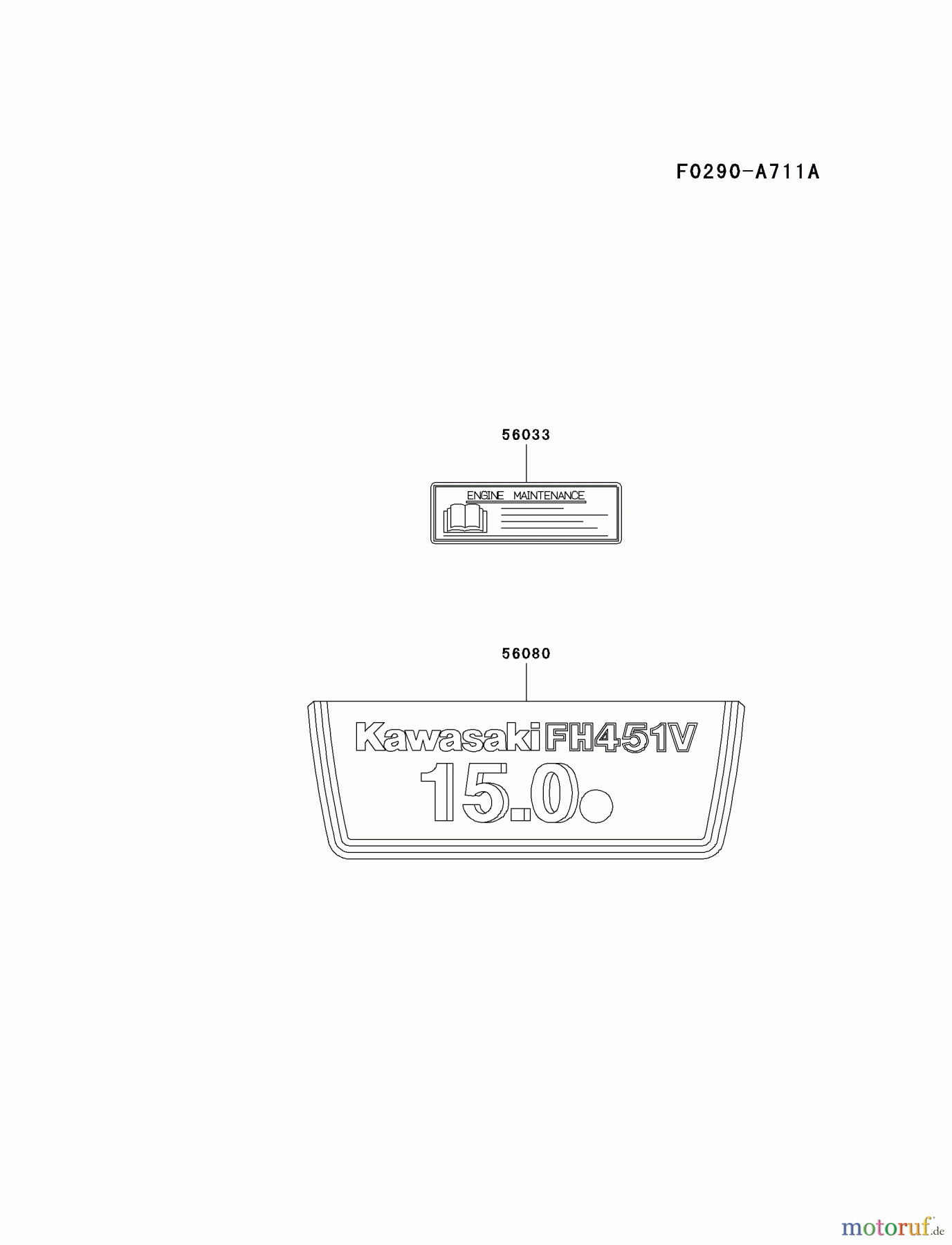  Kawasaki Motoren Motoren Vertikal FA210V - AS02 bis FH641V - DS24 FH451V-AS01 - Kawasaki FH451V 4-Stroke Engine LABEL