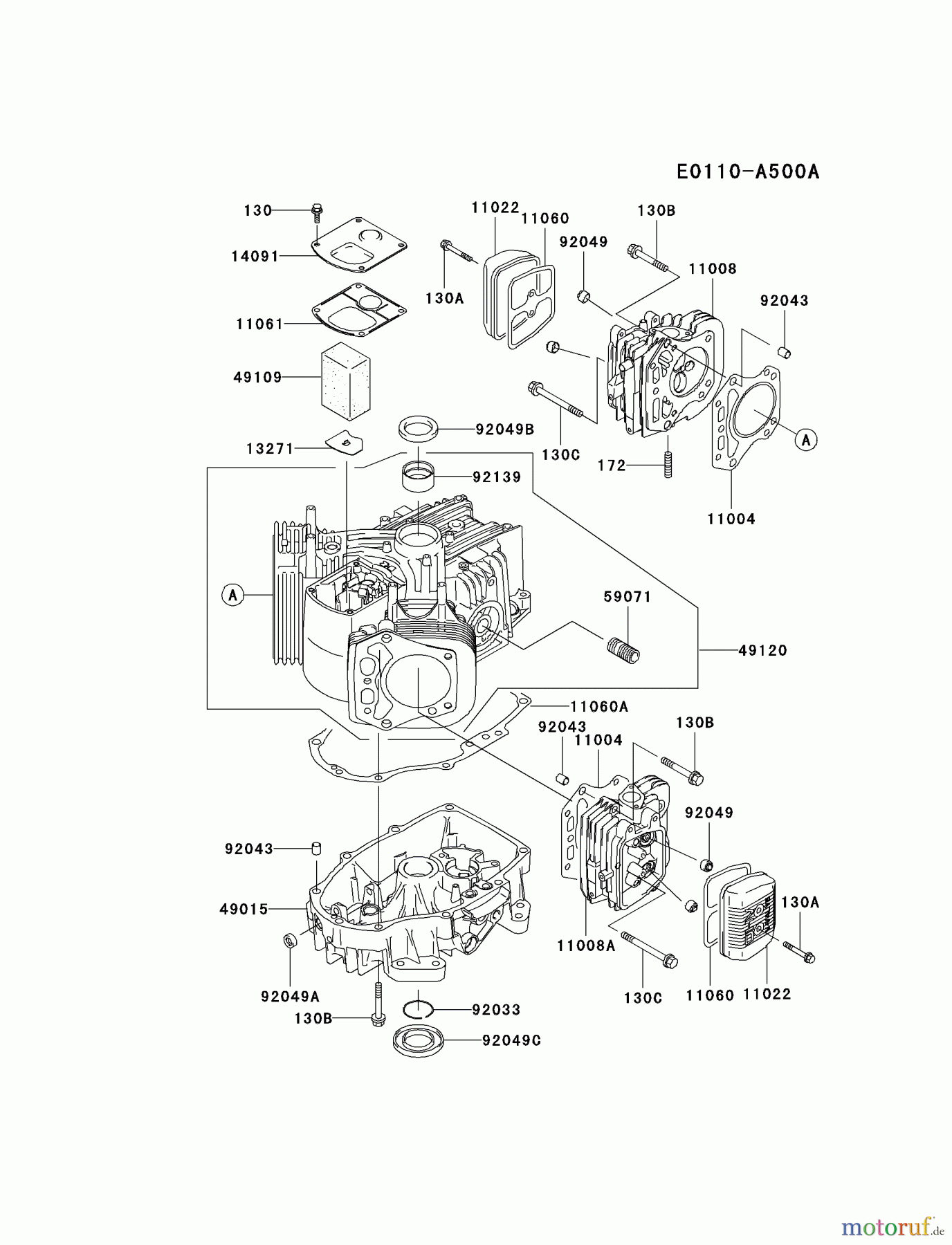  Kawasaki Motoren Motoren Vertikal FA210V - AS02 bis FH641V - DS24 FH451V-BS16 - Kawasaki FH451V 4-Stroke Engine CYLINDER/CRANKCASE