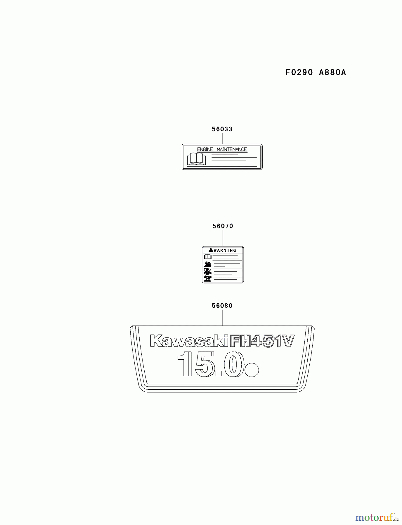  Kawasaki Motoren Motoren Vertikal FA210V - AS02 bis FH641V - DS24 FH451V-CS20 - Kawasaki FH451V 4-Stroke Engine LABEL