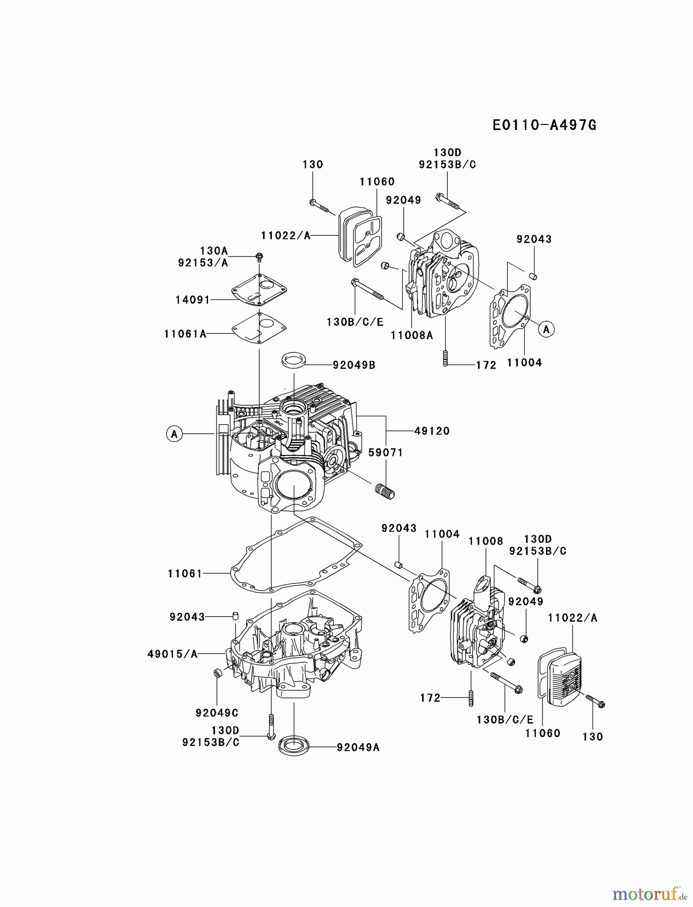  Kawasaki Motoren Motoren Vertikal FA210V - AS02 bis FH641V - DS24 FH480V-CS20 - Kawasaki FH480V 4-Stroke Engine CYLINDER/CRANKCASE