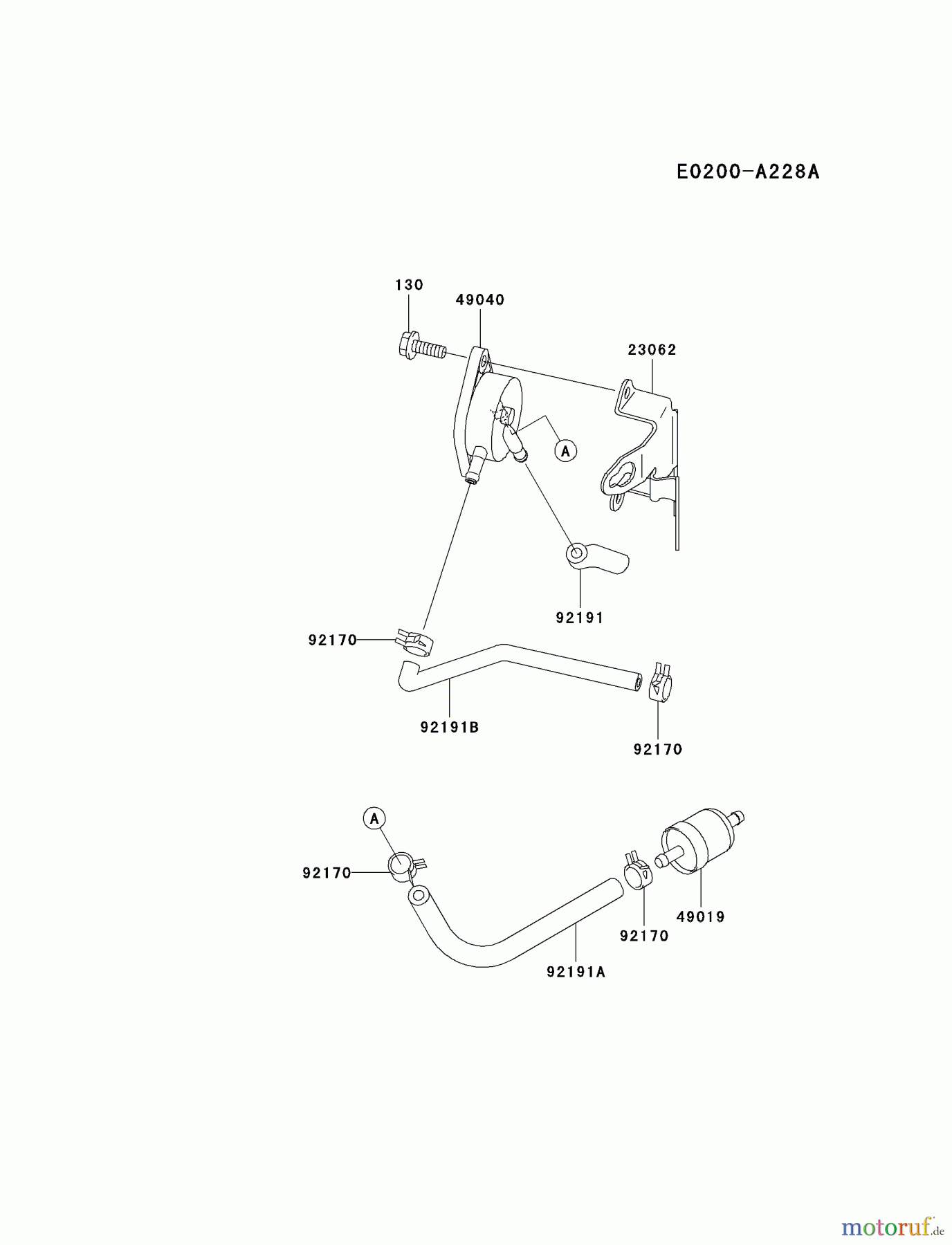  Kawasaki Motoren Motoren Vertikal FA210V - AS02 bis FH641V - DS24 FH500V-AS02 - Kawasaki FH500V 4-Stroke Engine FUEL-TANK/FUEL-VALVE