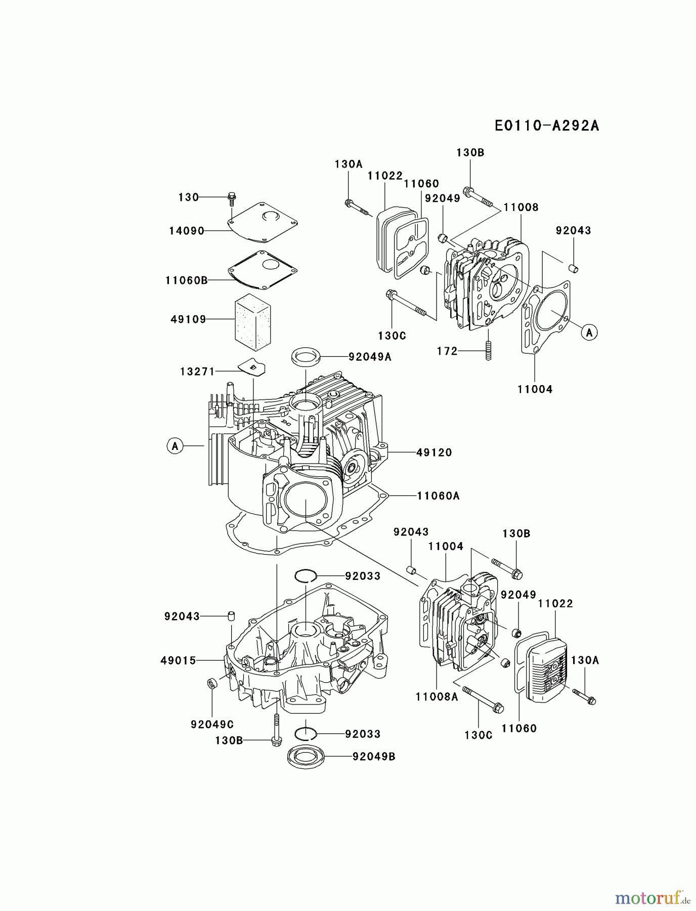  Kawasaki Motoren Motoren Vertikal FA210V - AS02 bis FH641V - DS24 FH500V-AS25 - Kawasaki FH500V 4-Stroke Engine CYLINDER/CRANKCASE