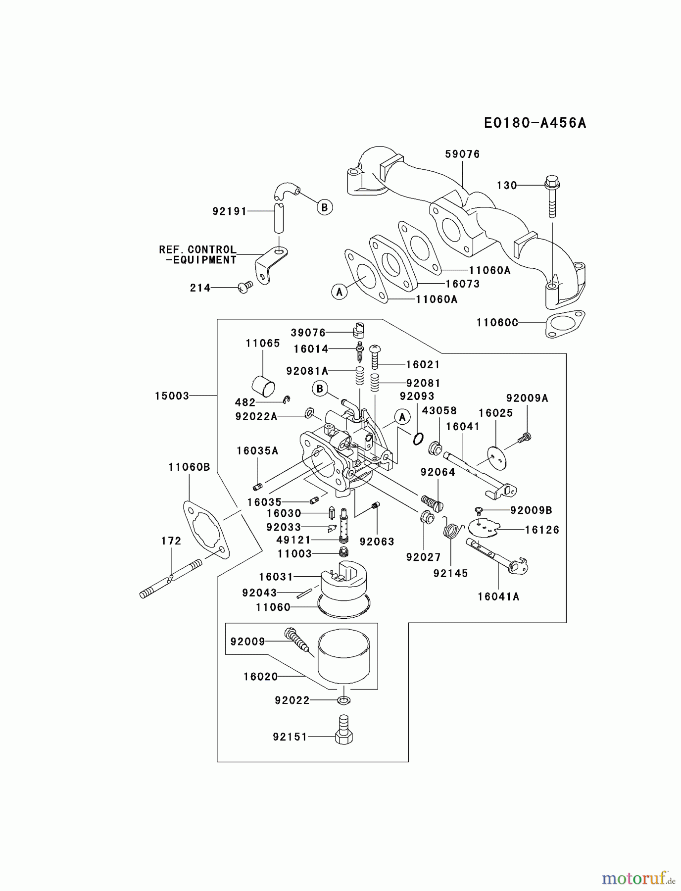  Kawasaki Motoren Motoren Vertikal FA210V - AS02 bis FH641V - DS24 FH500V-AS29 - Kawasaki FH500V 4-Stroke Engine CARBURETOR