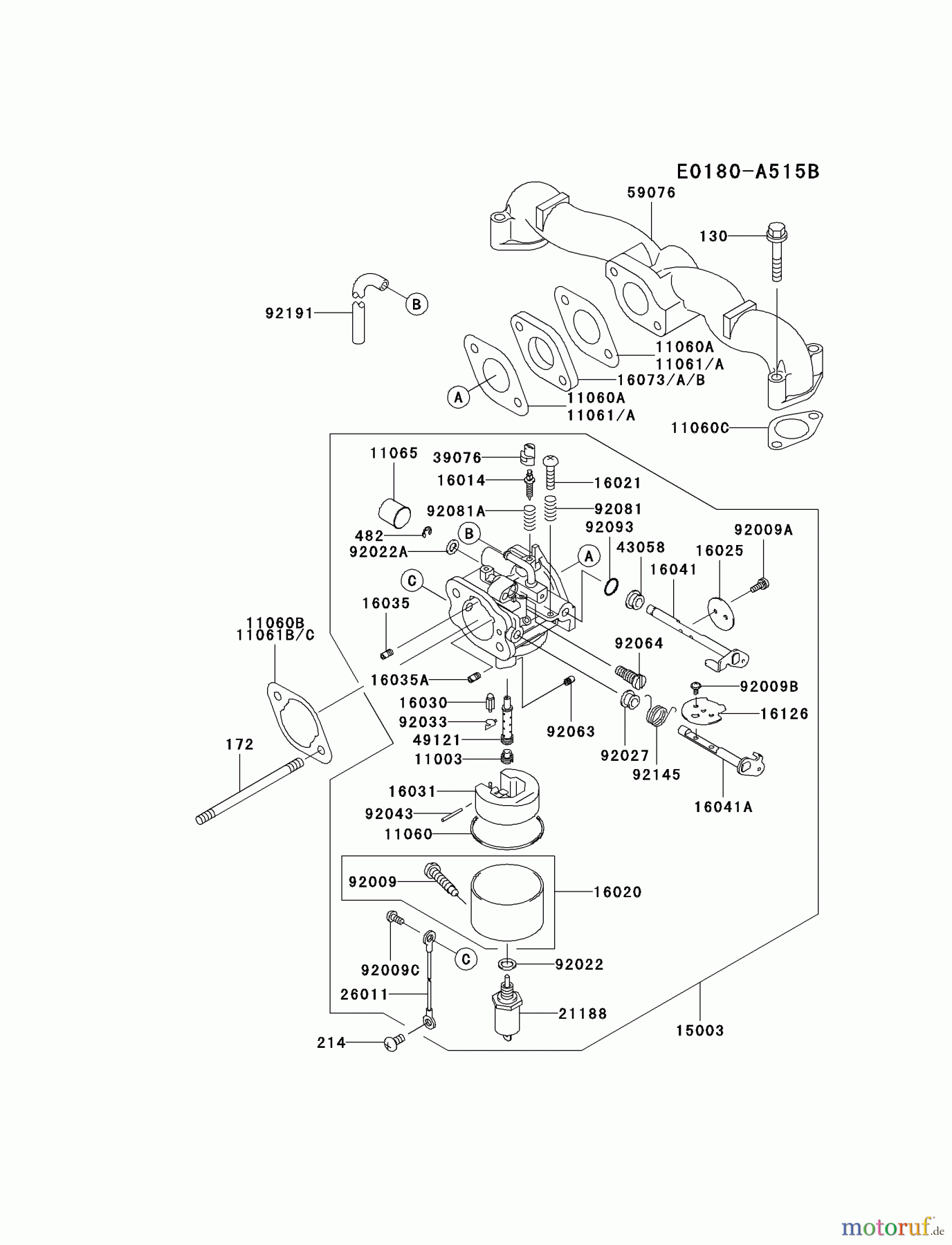  Kawasaki Motoren Motoren Vertikal FA210V - AS02 bis FH641V - DS24 FH500V-AS36 - Kawasaki FH500V 4-Stroke Engine CARBURETOR #2