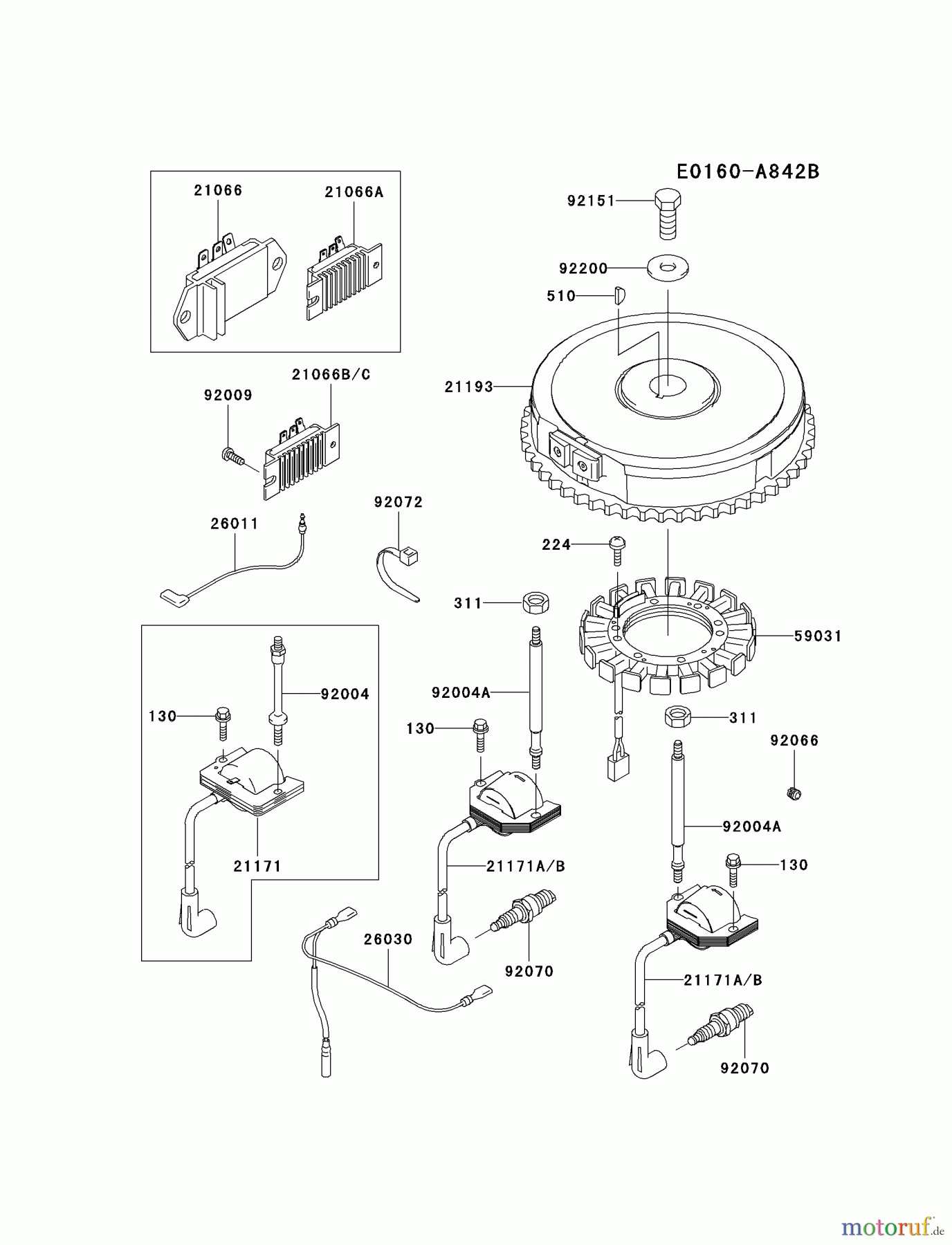  Kawasaki Motoren Motoren Vertikal FA210V - AS02 bis FH641V - DS24 FH500V-AS36 - Kawasaki FH500V 4-Stroke Engine ELECTRIC-EQUIPMENT