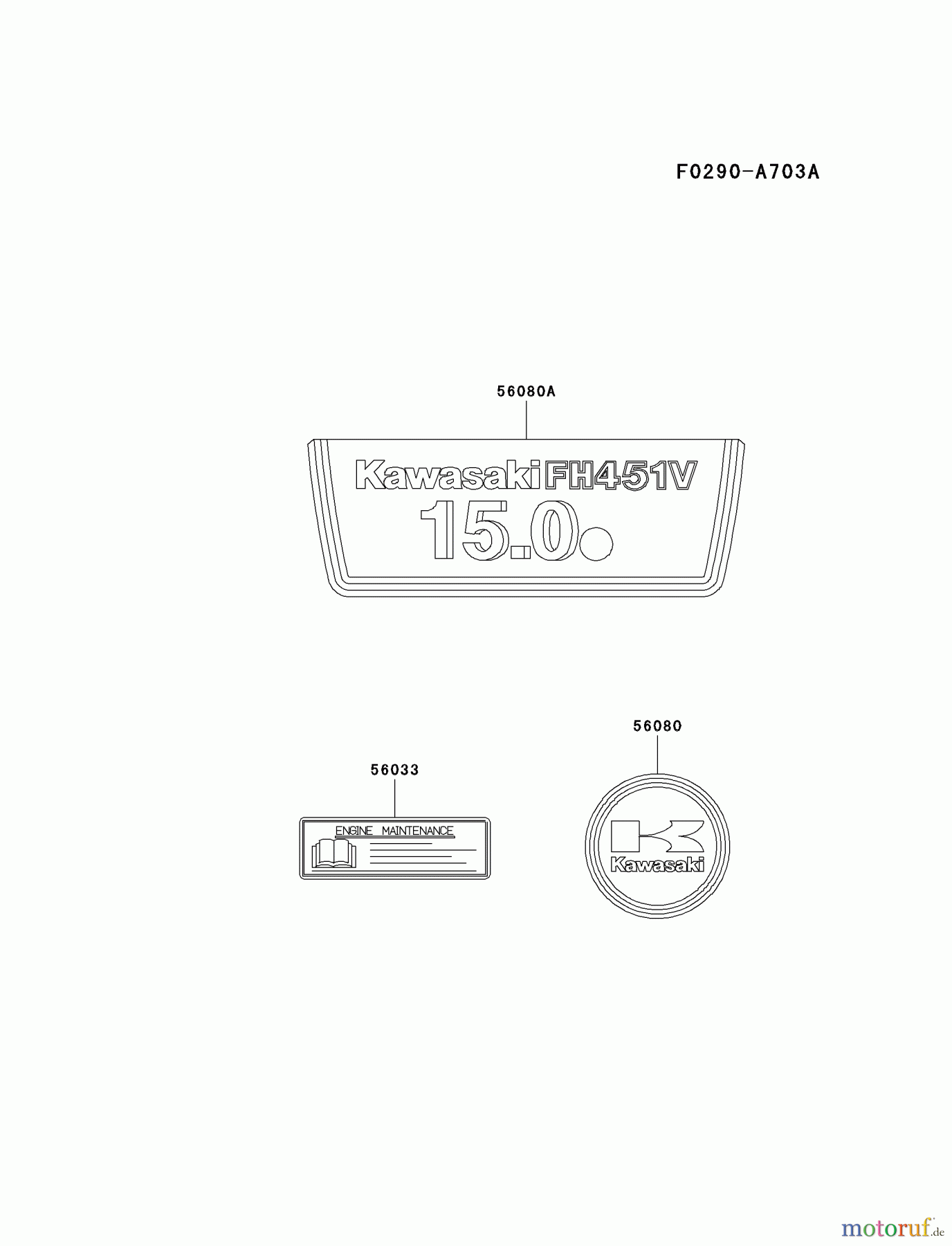  Kawasaki Motoren Motoren Vertikal FA210V - AS02 bis FH641V - DS24 FH451V-AS03 - Kawasaki FH451V 4-Stroke Engine LABEL