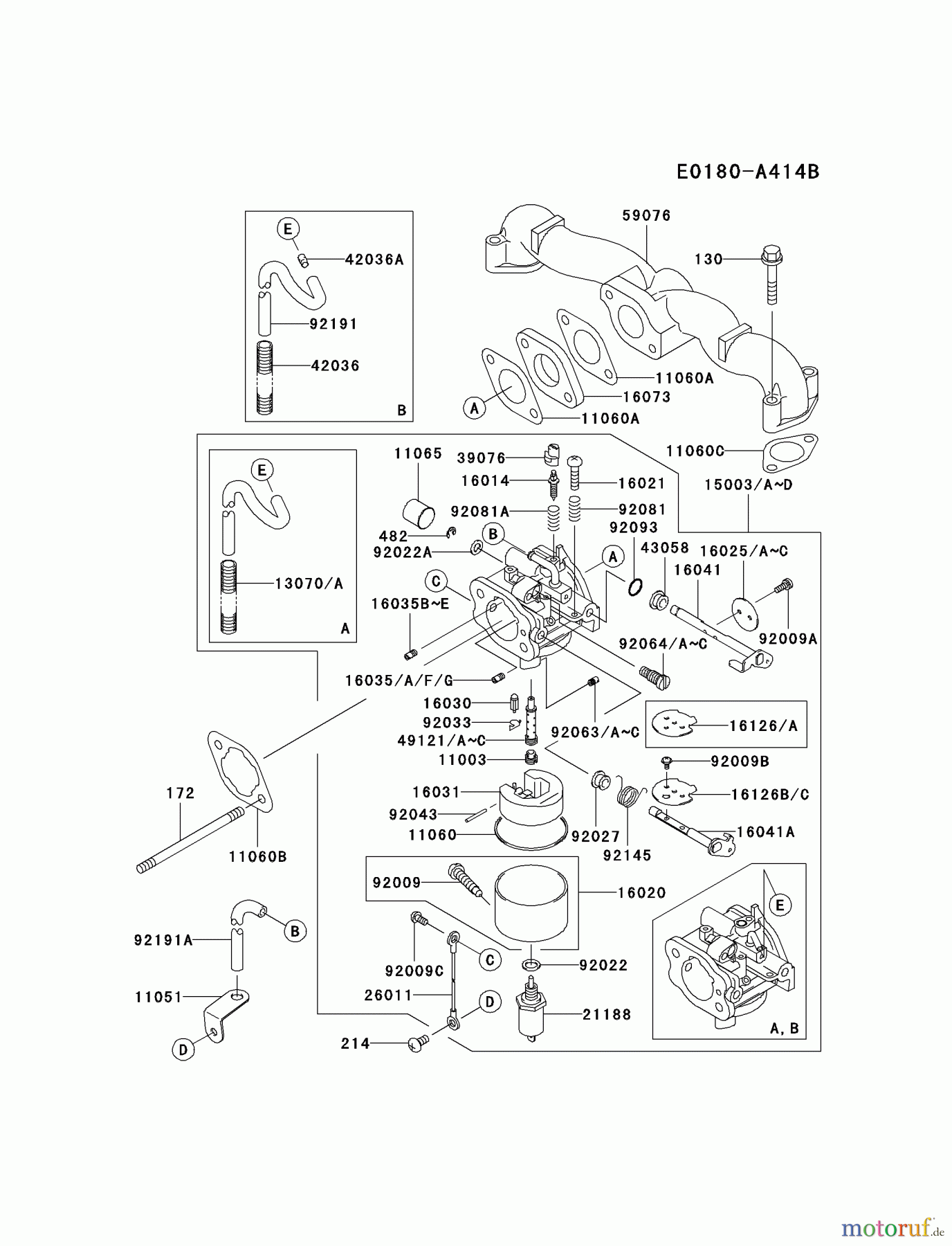  Kawasaki Motoren Motoren Vertikal FA210V - AS02 bis FH641V - DS24 FH500V-CS10 - Kawasaki FH500V 4-Stroke Engine CARBURETOR #3