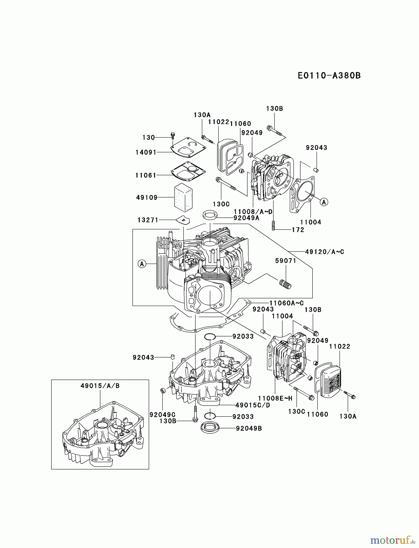  Kawasaki Motoren Motoren Vertikal FA210V - AS02 bis FH641V - DS24 FH500V-CS10 - Kawasaki FH500V 4-Stroke Engine CYLINDER/CRANKCASE