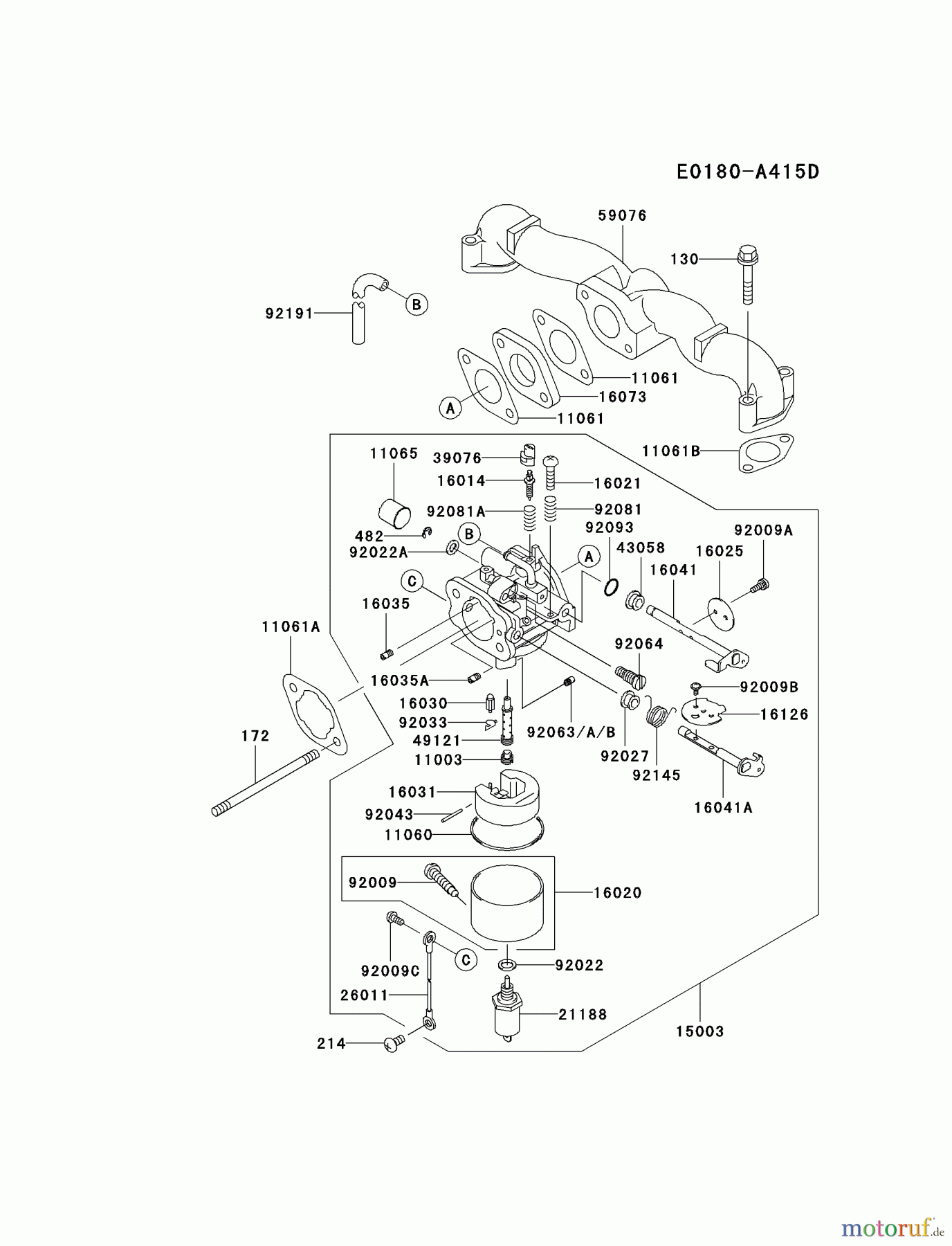  Kawasaki Motoren Motoren Vertikal FA210V - AS02 bis FH641V - DS24 FH500V-AS43 - Kawasaki FH500V 4-Stroke Engine CARBURETOR #2