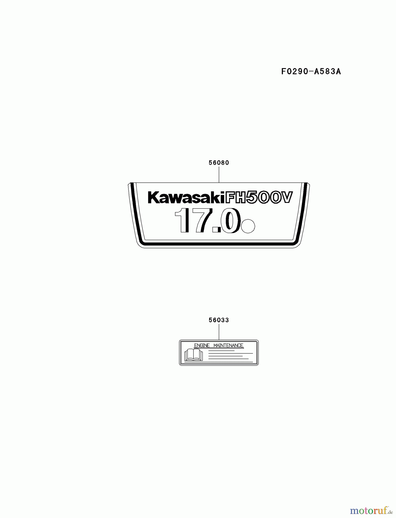  Kawasaki Motoren Motoren Vertikal FA210V - AS02 bis FH641V - DS24 FH500V-AS18 - Kawasaki FH500V 4-Stroke Engine LABEL