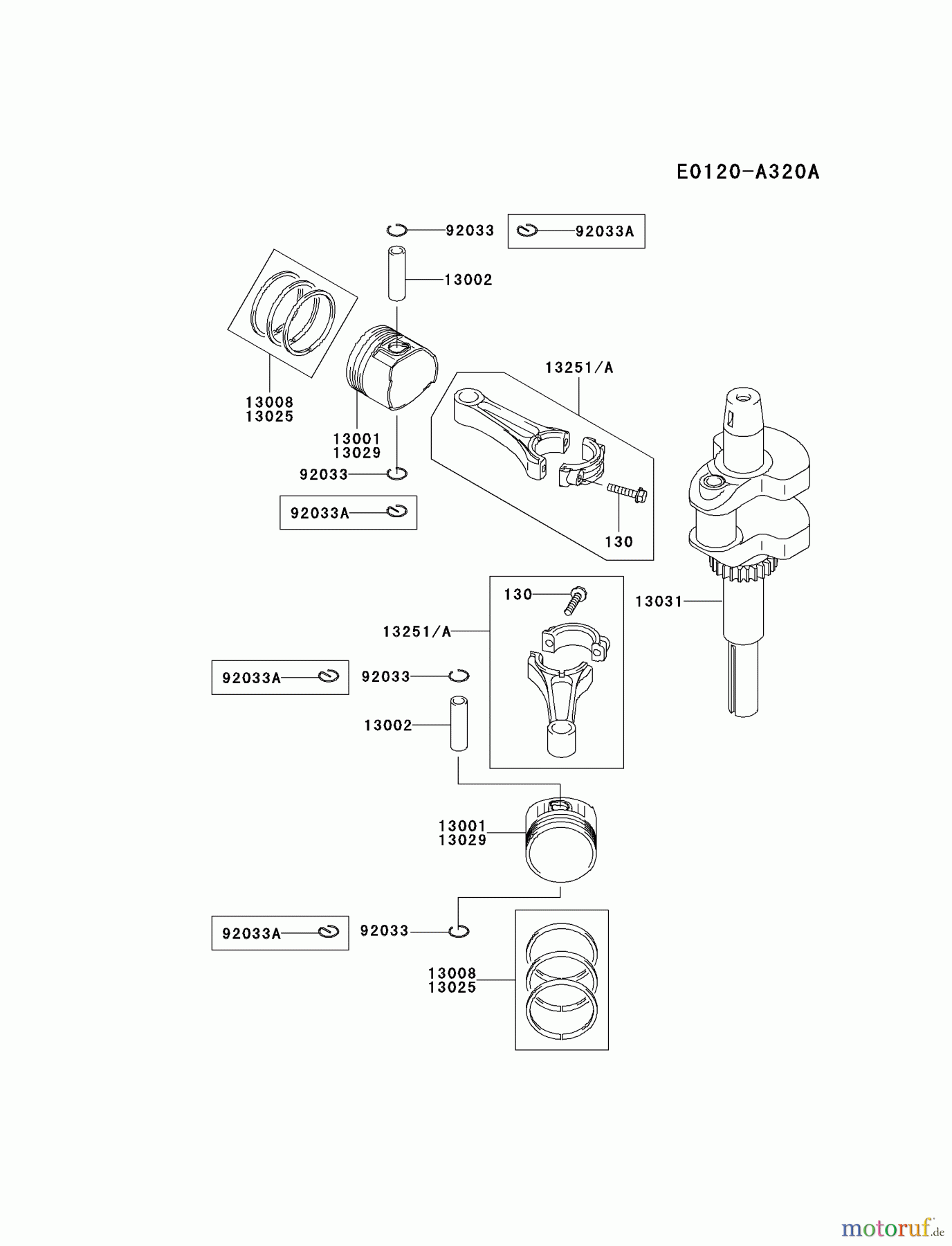  Kawasaki Motoren Motoren Vertikal FA210V - AS02 bis FH641V - DS24 FH451V-CS13 - Kawasaki FH451V 4-Stroke Engine PISTON/CRANKSHAFT