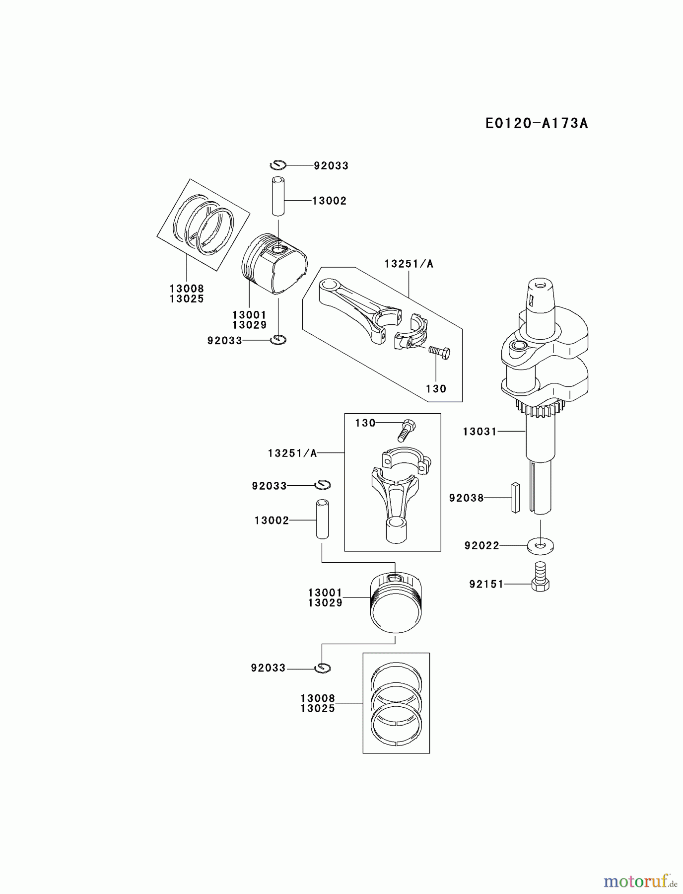  Kawasaki Motoren Motoren Vertikal FA210V - AS02 bis FH641V - DS24 FH451V-AS12 - Kawasaki FH451V 4-Stroke Engine PISTON/CRANKSHAFT