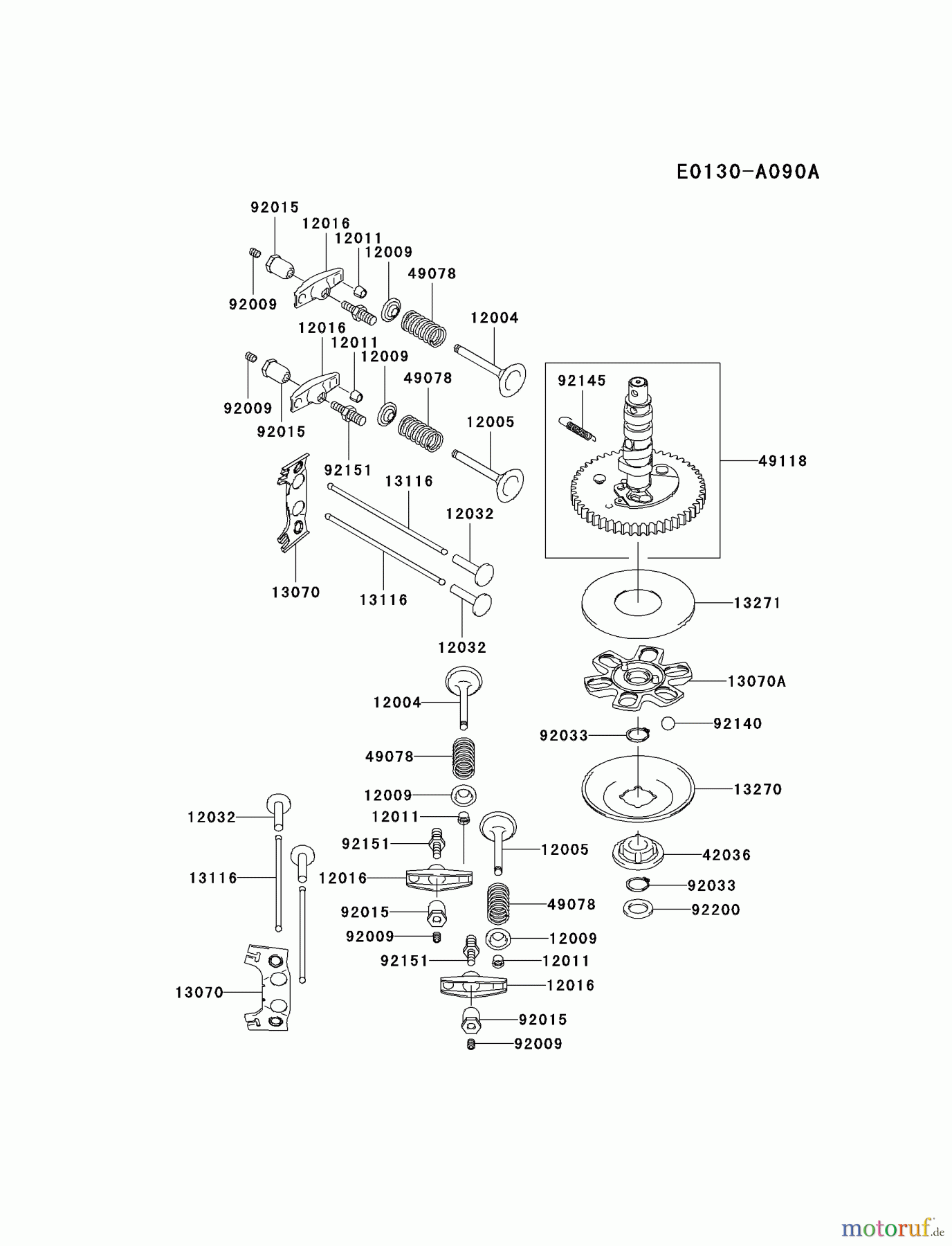  Kawasaki Motoren Motoren Vertikal FA210V - AS02 bis FH641V - DS24 FH531V-AS01 - Kawasaki FH531V 4-Stroke Engine VALVE/CAMSHAFT