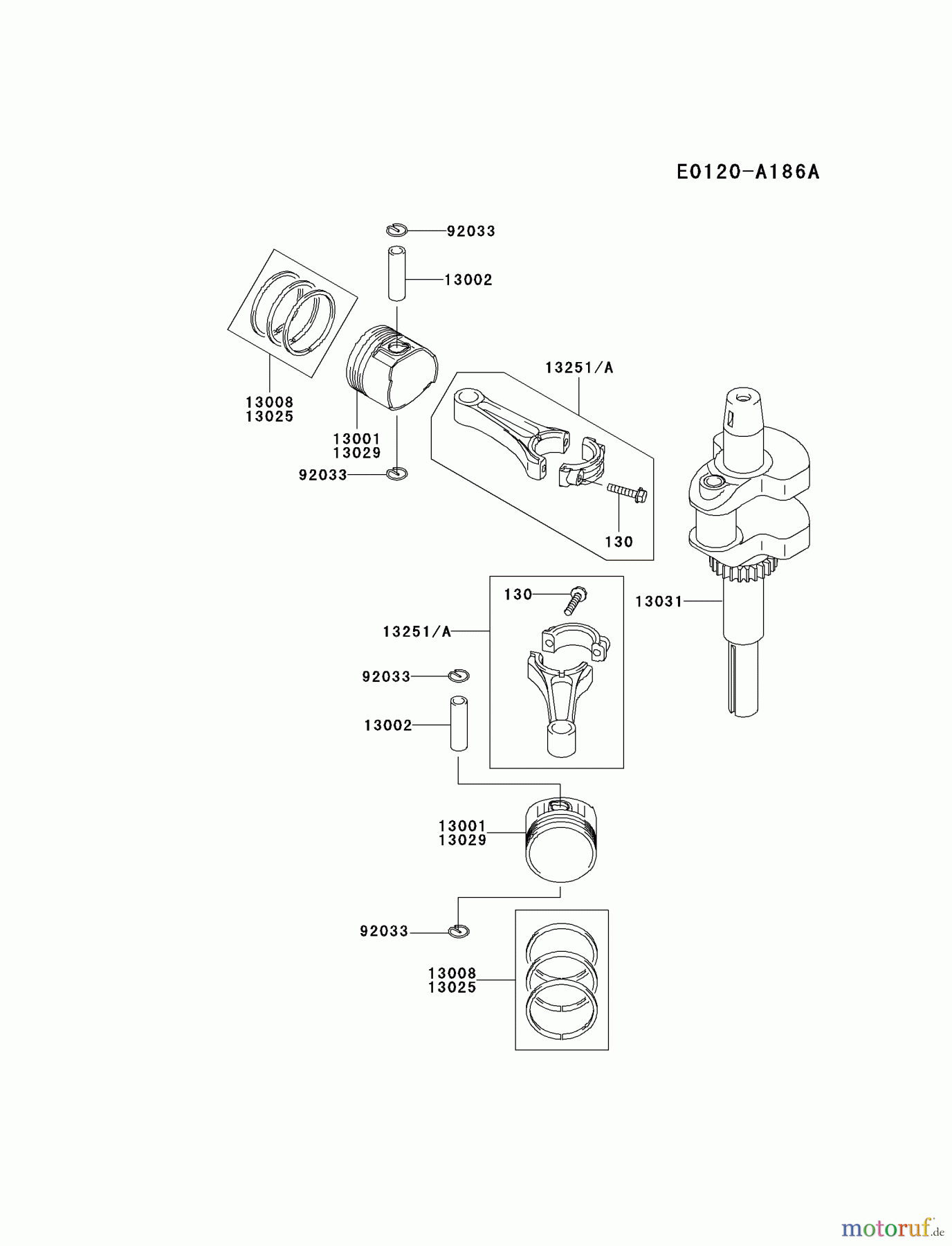  Kawasaki Motoren Motoren Vertikal FA210V - AS02 bis FH641V - DS24 FH531V-BS05 - Kawasaki FH531V 4-Stroke Engine PISTON/CRANKSHAFT