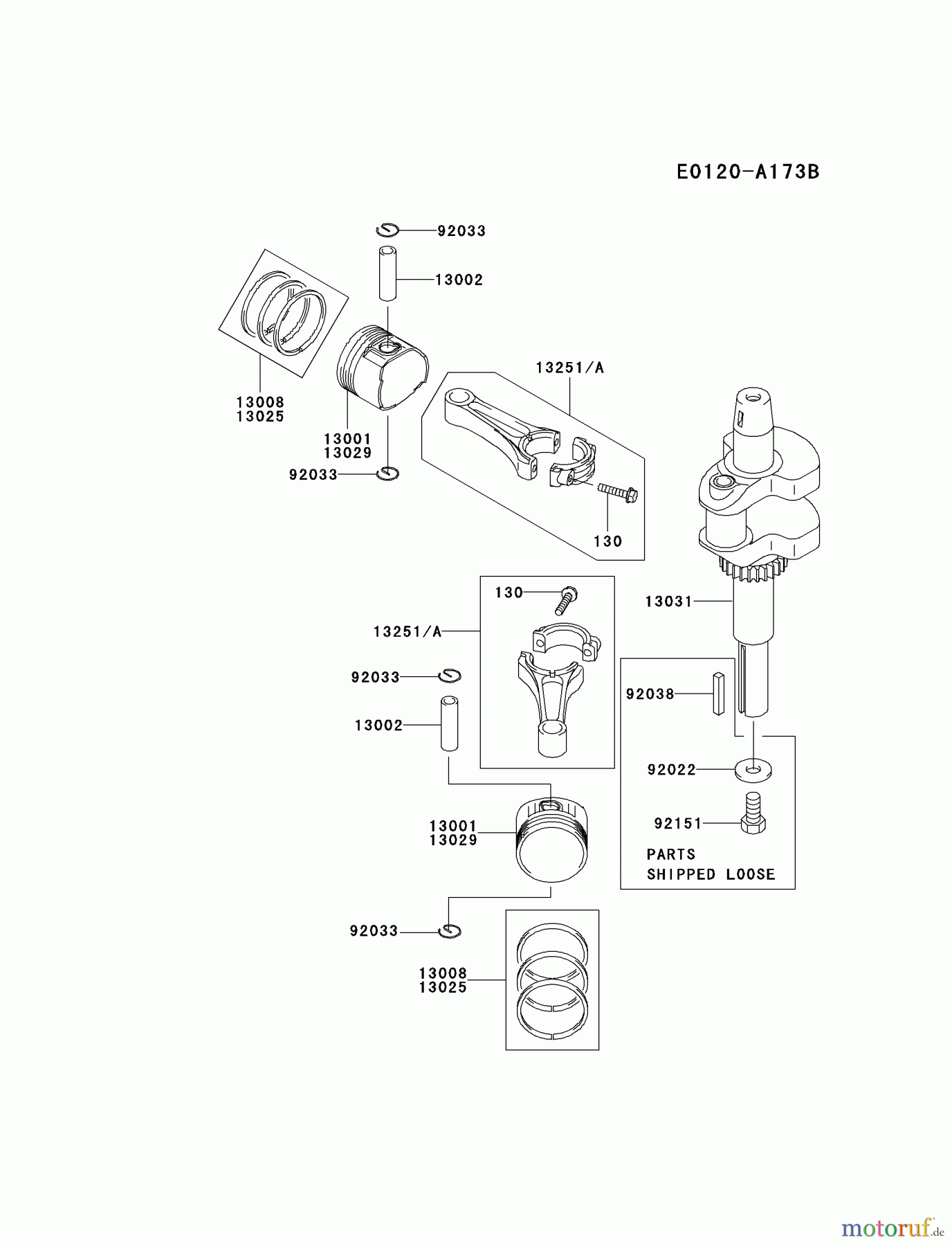  Kawasaki Motoren Motoren Vertikal FA210V - AS02 bis FH641V - DS24 FH531V-BS08 - Kawasaki FH531V 4-Stroke Engine PISTON/CRANKSHAFT