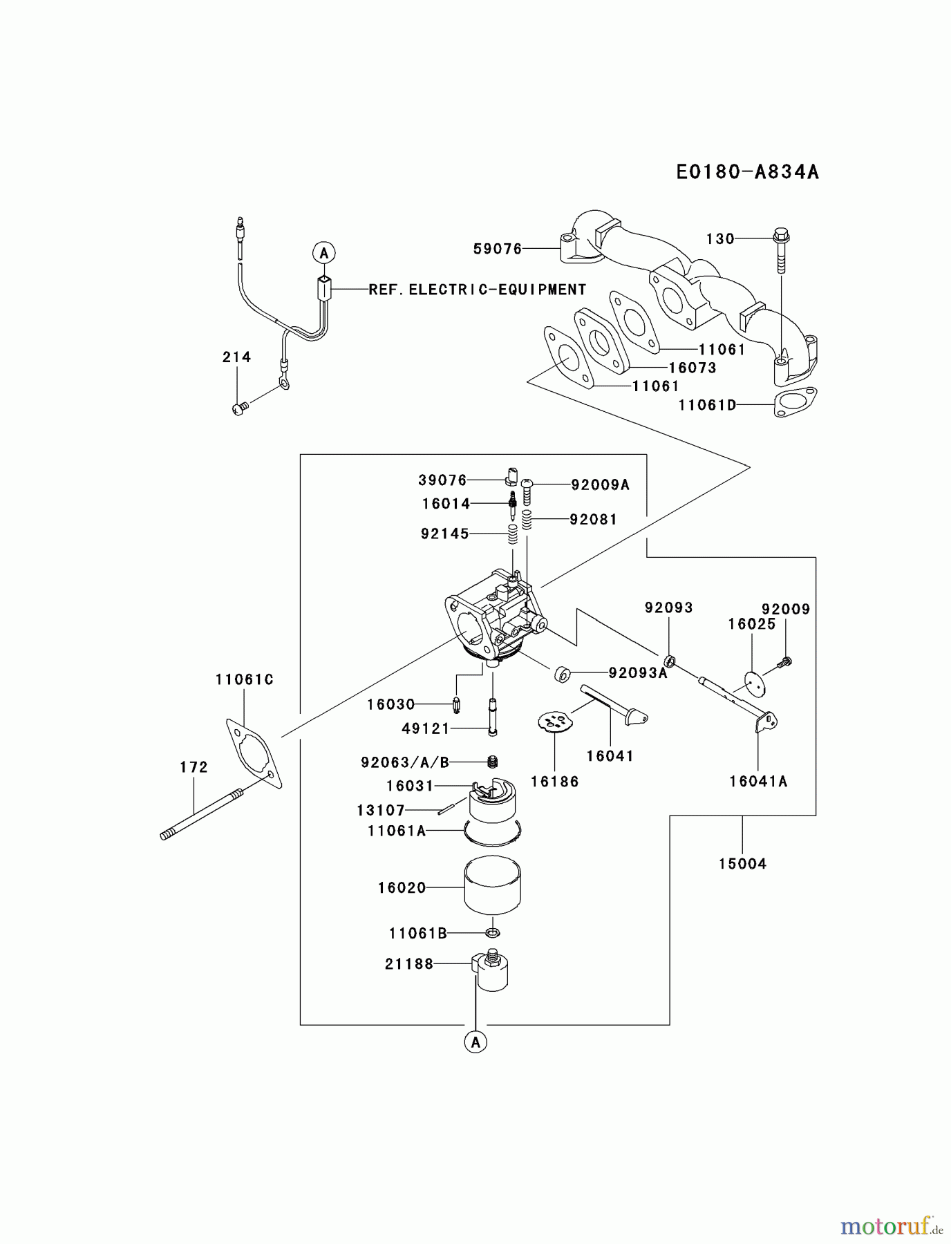  Kawasaki Motoren Motoren Vertikal FA210V - AS02 bis FH641V - DS24 FH541V-AS48 - Kawasaki FH541V 4-Stroke Engine CARBURETOR