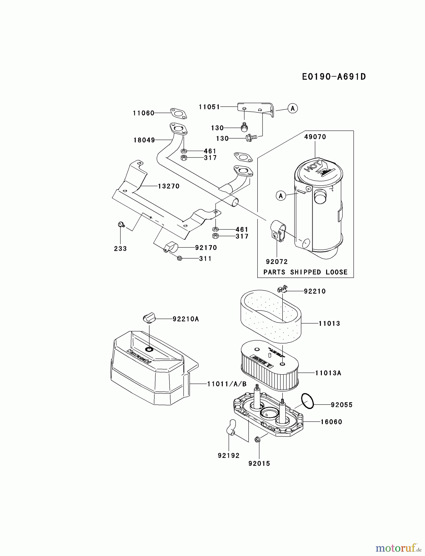  Kawasaki Motoren Motoren Vertikal FA210V - AS02 bis FH641V - DS24 FH541V-BS24 - Kawasaki FH541V 4-Stroke Engine AIR-FILTER/MUFFLER