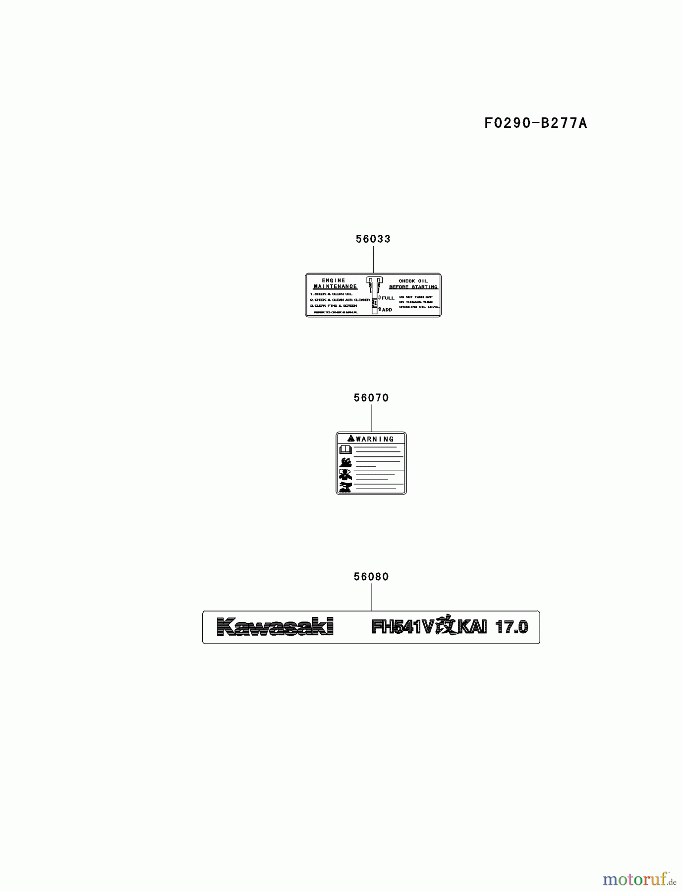  Kawasaki Motoren Motoren Vertikal FA210V - AS02 bis FH641V - DS24 FH541V-BS37 - Kawasaki FH541V 4-Stroke Engine LABEL