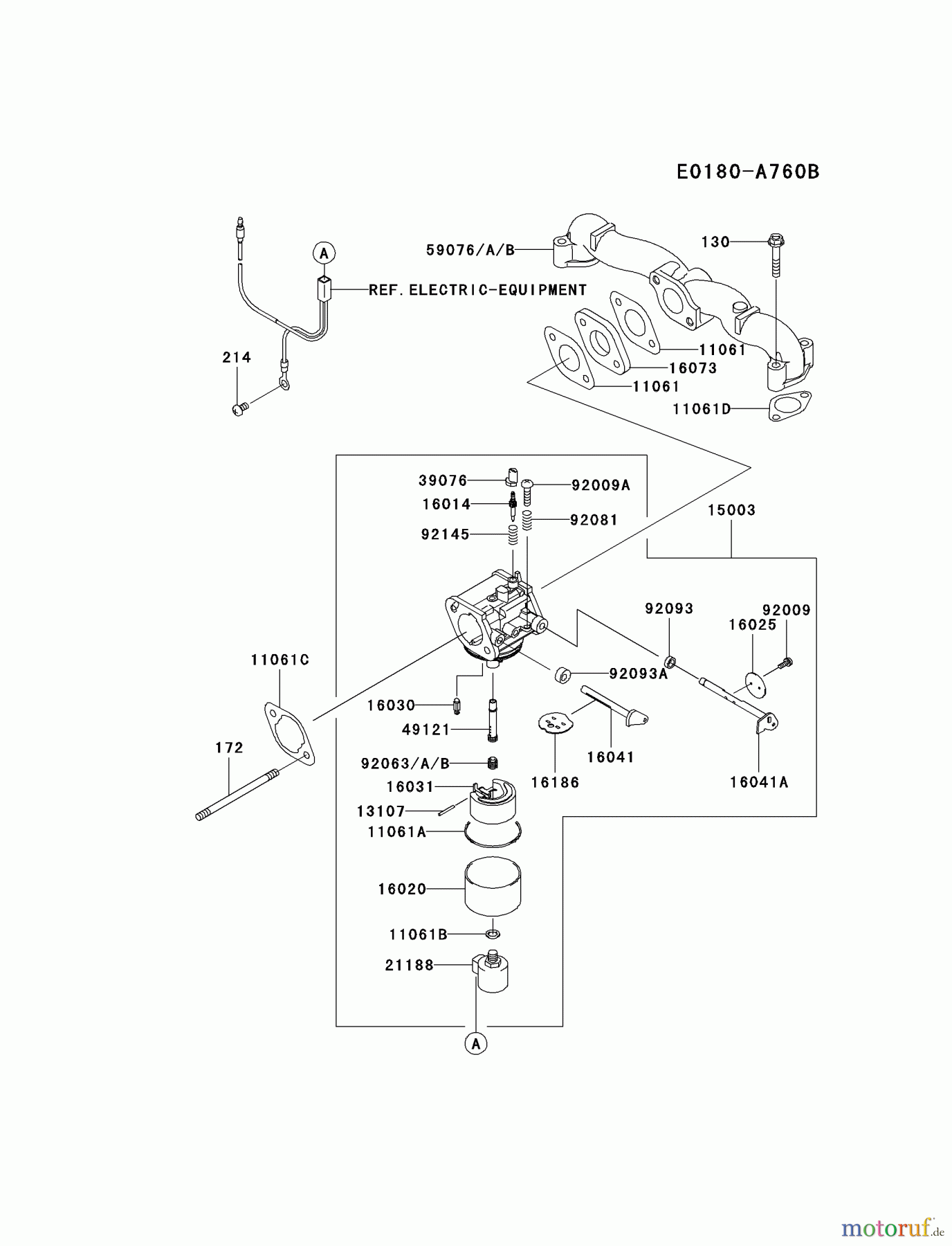  Kawasaki Motoren Motoren Vertikal FA210V - AS02 bis FH641V - DS24 FH541V-BW00 - Kawasaki FH541V 4-Stroke Engine CARBURETOR