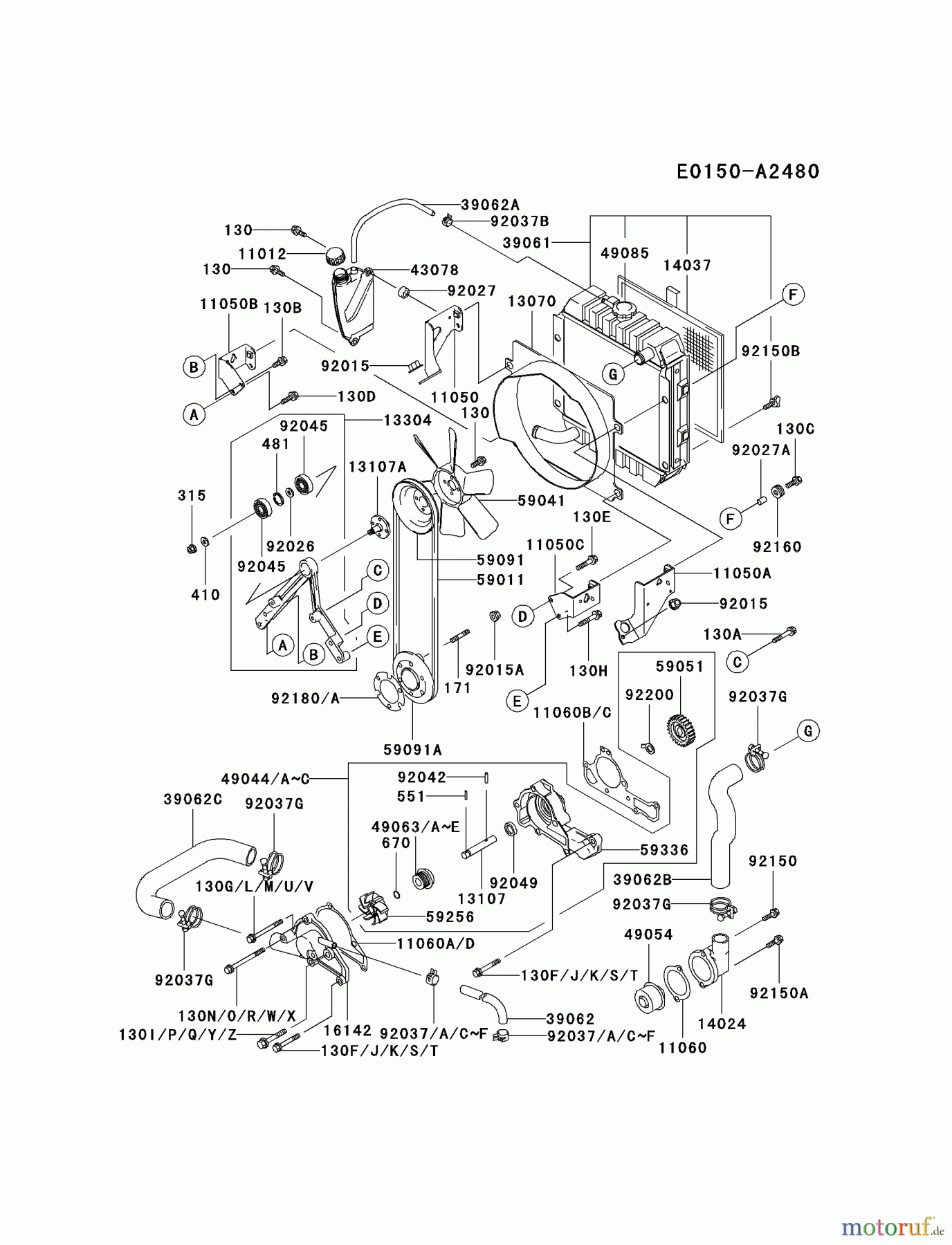  Kawasaki Motoren Motoren, Horizontal FD620D-CS18 - Kawasaki FD620D 4-Stroke Engine COOLING-EQUIPMENT #2