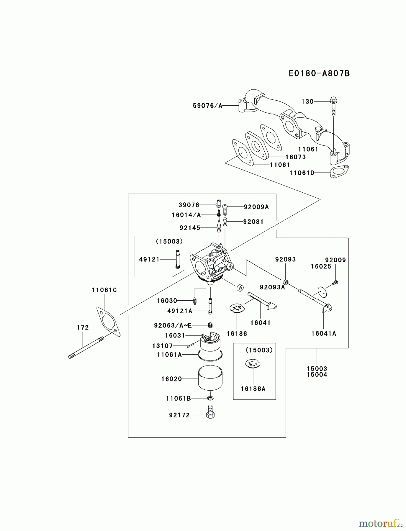  Kawasaki Motoren Motoren Vertikal FA210V - AS02 bis FH641V - DS24 FH541V-CS40 - Kawasaki FH541V 4-Stroke Engine CARBURETOR