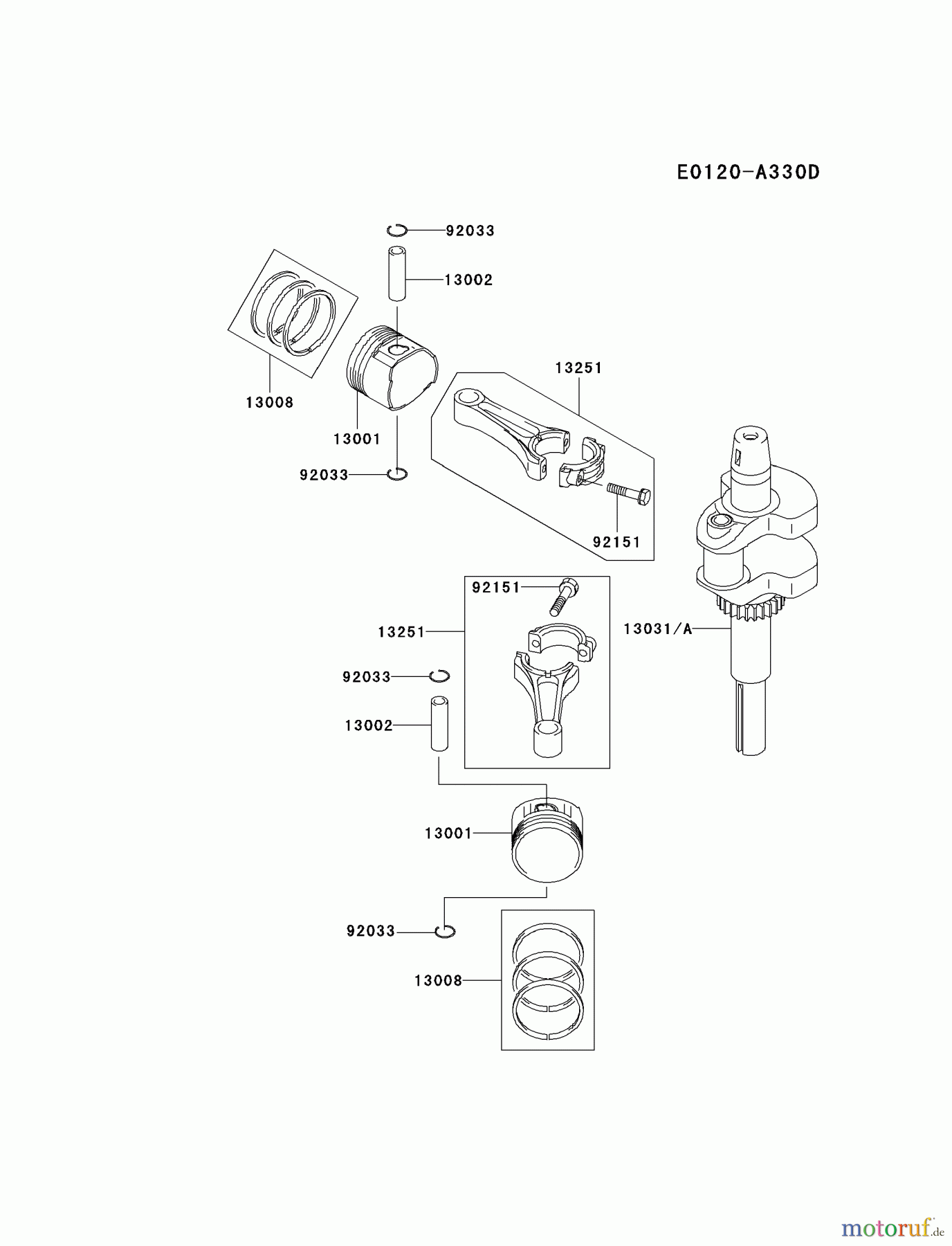  Kawasaki Motoren Motoren Vertikal FA210V - AS02 bis FH641V - DS24 FH541V-AS40 - Kawasaki FH541V 4-Stroke Engine PISTON/CRANKSHAFT