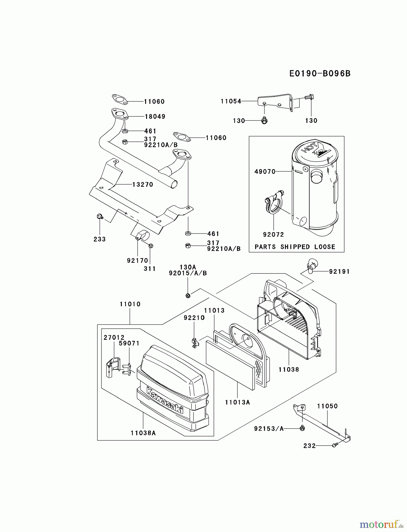  Kawasaki Motoren Motoren Vertikal FA210V - AS02 bis FH641V - DS24 FH541V-CS01 - Kawasaki FH541V 4-Stroke Engine AIR-FILTER/MUFFLER