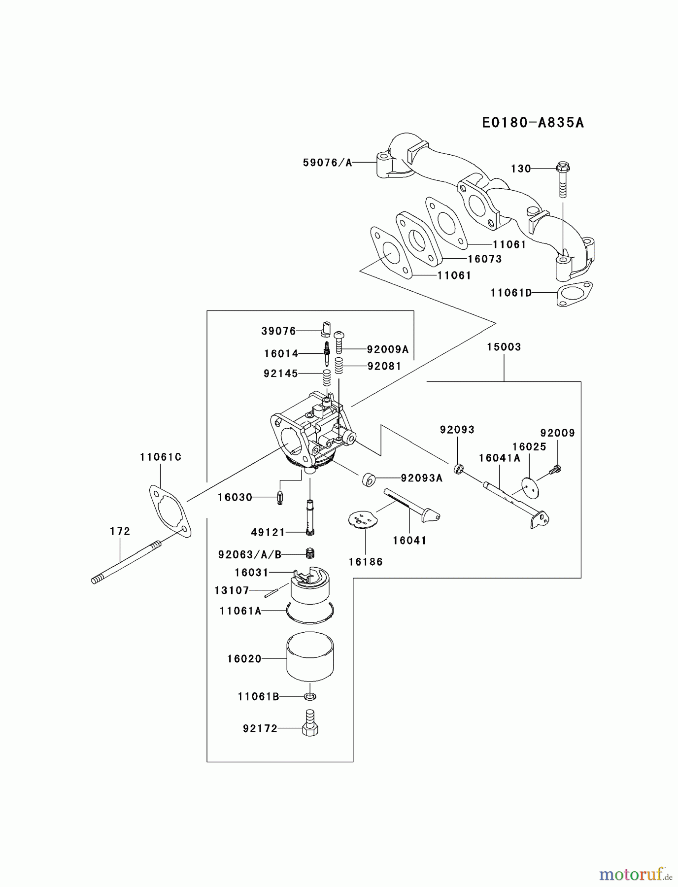  Kawasaki Motoren Motoren Vertikal FA210V - AS02 bis FH641V - DS24 FH541V-DS05 - Kawasaki FH541V 4-Stroke Engine CARBURETOR