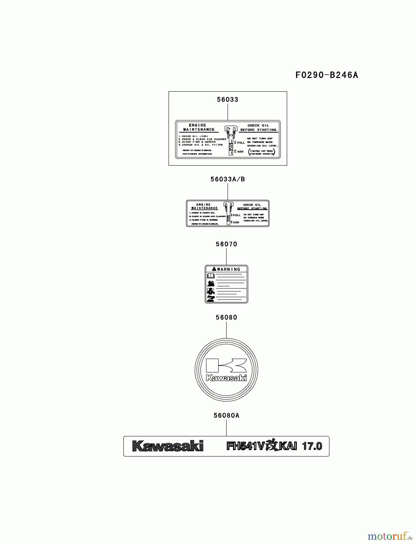  Kawasaki Motoren Motoren Vertikal FA210V - AS02 bis FH641V - DS24 FH541V-BS32 - Kawasaki FH541V 4-Stroke Engine LABEL