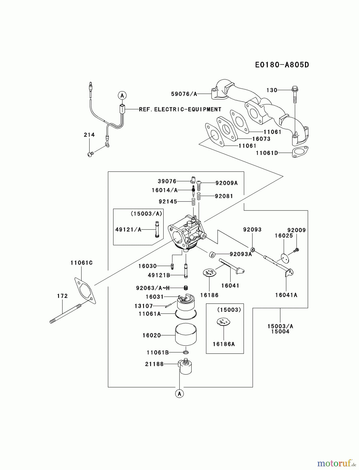  Kawasaki Motoren Motoren Vertikal FA210V - AS02 bis FH641V - DS24 FH541V-DS41 - Kawasaki FH541V 4-Stroke Engine CARBURETOR