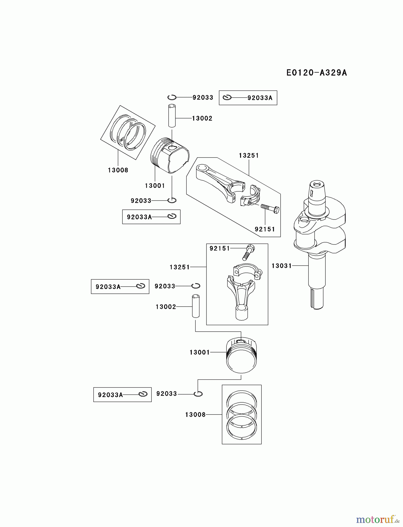  Kawasaki Motoren Motoren Vertikal FA210V - AS02 bis FH641V - DS24 FH541V-ES04 - Kawasaki FH541V 4-Stroke Engine PISTON/CRANKSHAFT