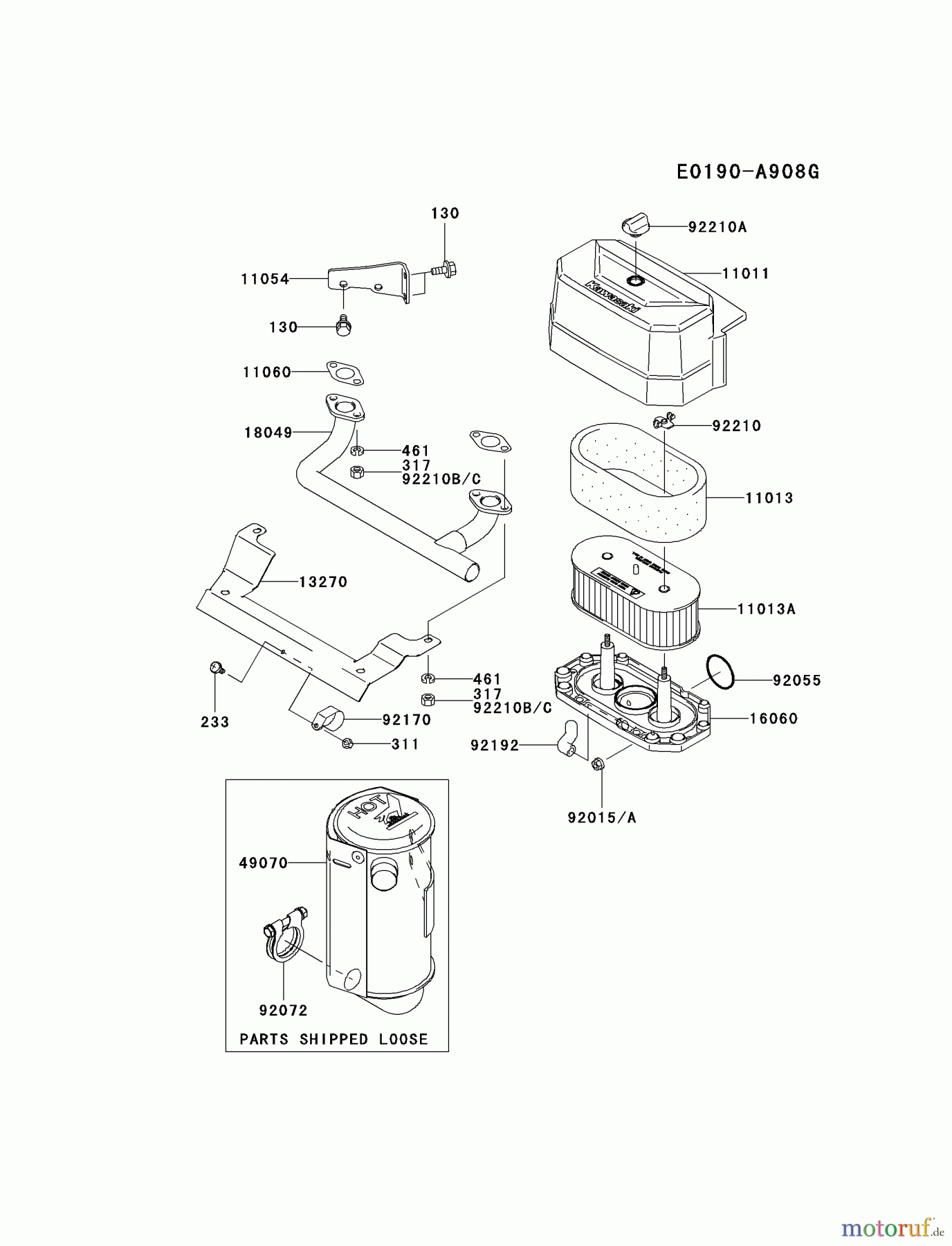  Kawasaki Motoren Motoren Vertikal FA210V - AS02 bis FH641V - DS24 FH541V-ES24 - Kawasaki FH541V 4-Stroke Engine AIR-FILTER/MUFFLER