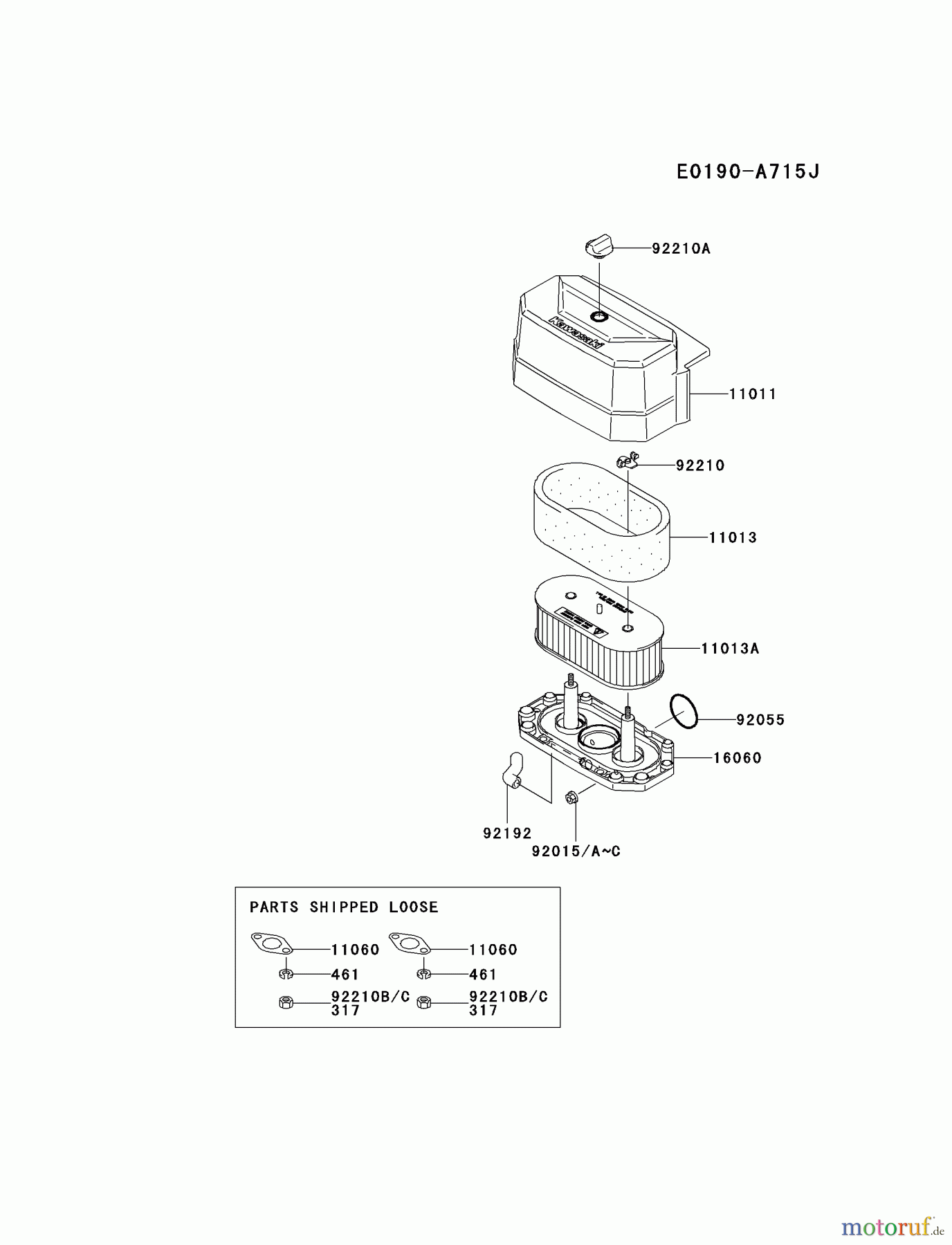  Kawasaki Motoren Motoren Vertikal FA210V - AS02 bis FH641V - DS24 FH541V-CS31 - Kawasaki FH541V 4-Stroke Engine AIR-FILTER/MUFFLER