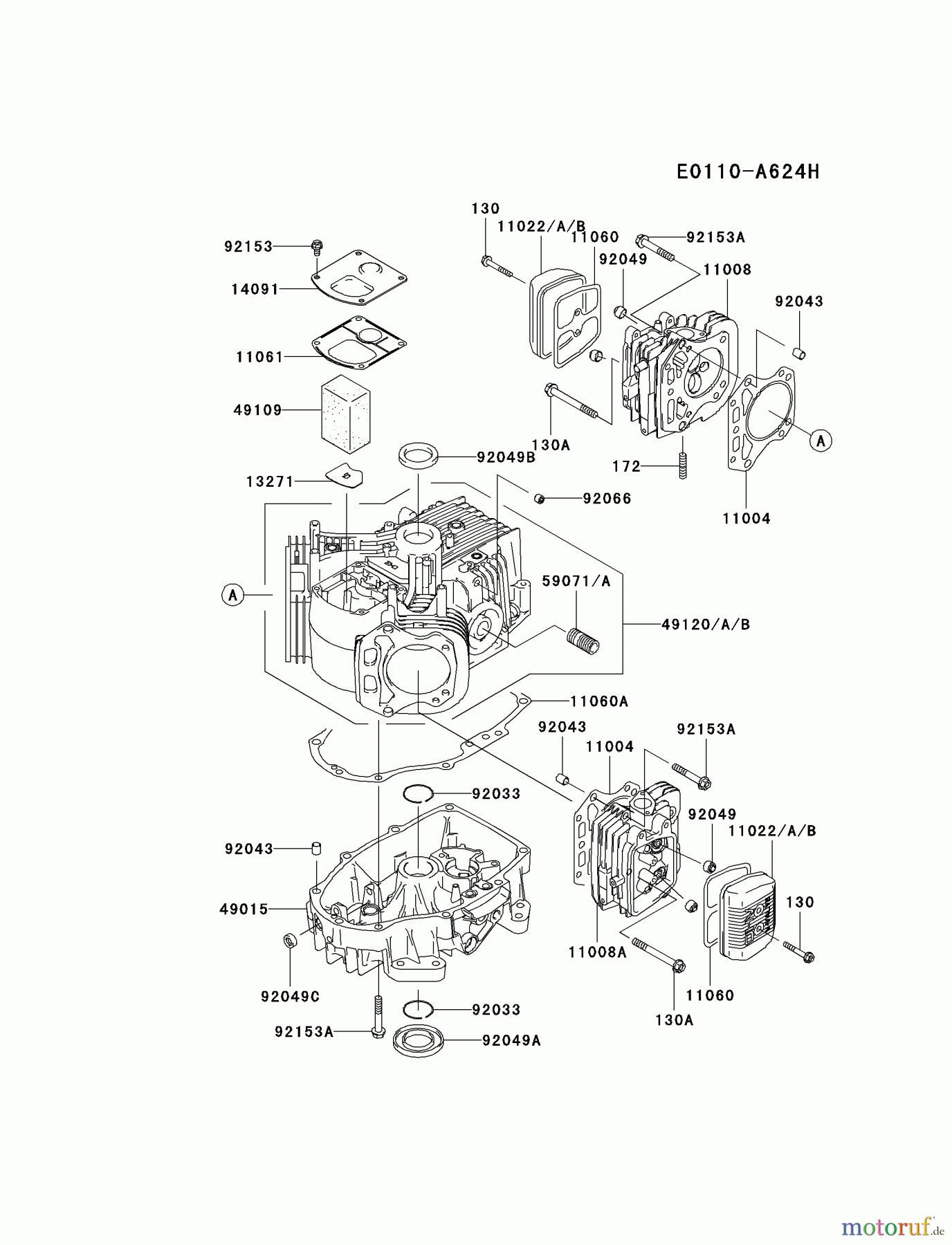  Kawasaki Motoren Motoren Vertikal FA210V - AS02 bis FH641V - DS24 FH541V-ES30 - Kawasaki FH541V 4-Stroke Engine CYLINDER/CRANKCASE