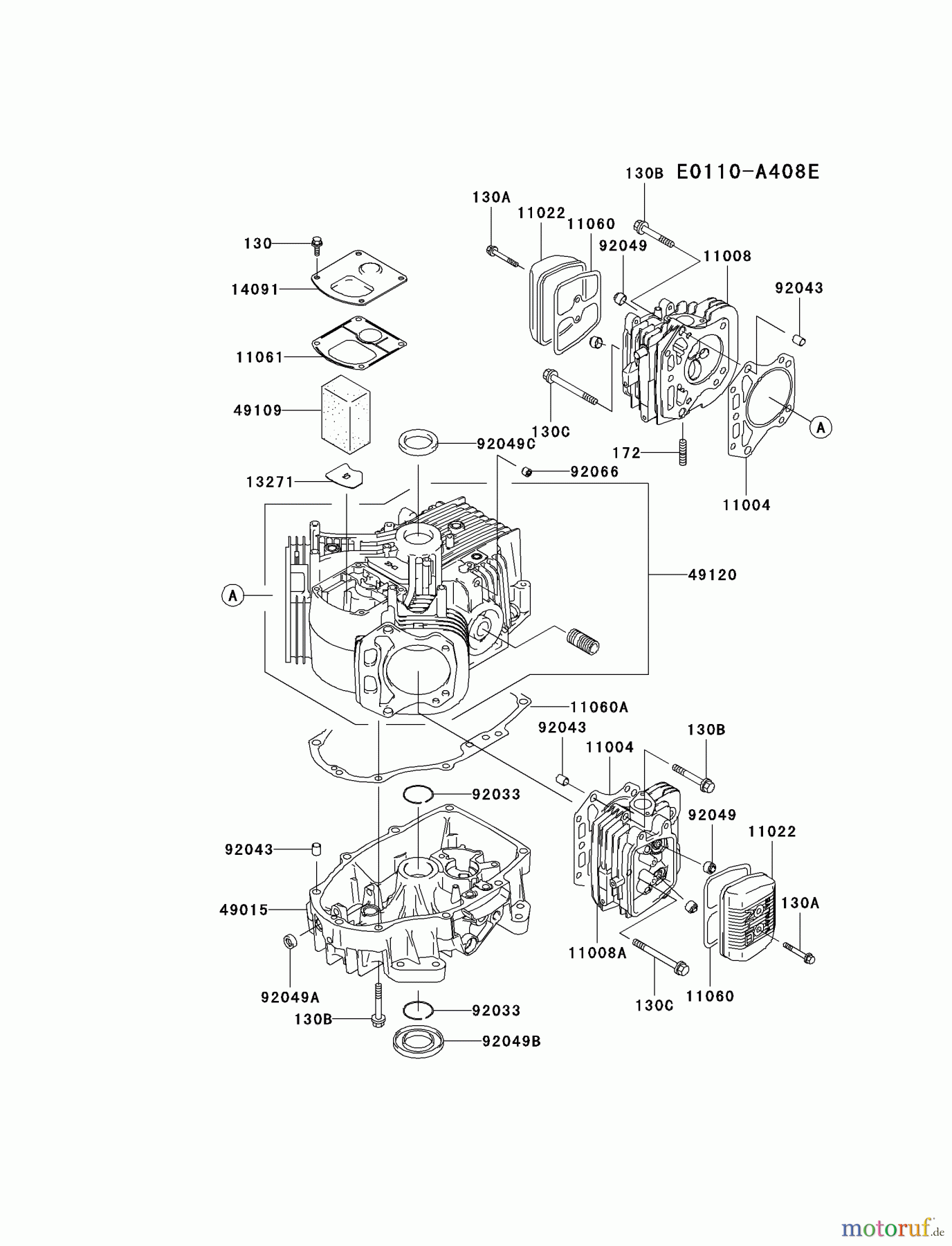  Kawasaki Motoren Motoren Vertikal FA210V - AS02 bis FH641V - DS24 FH580V-AS22 - Kawasaki FH580V 4-Stroke Engine CYLINDER/CRANKCASE