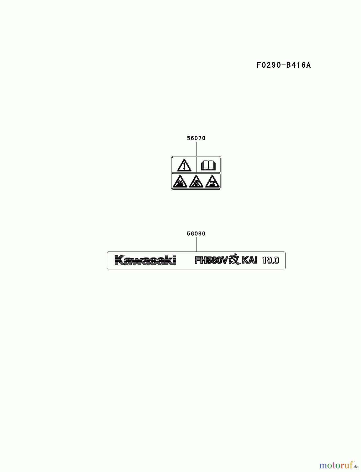  Kawasaki Motoren Motoren Vertikal FA210V - AS02 bis FH641V - DS24 FH580V-AS43 - Kawasaki FH580V 4-Stroke Engine LABEL