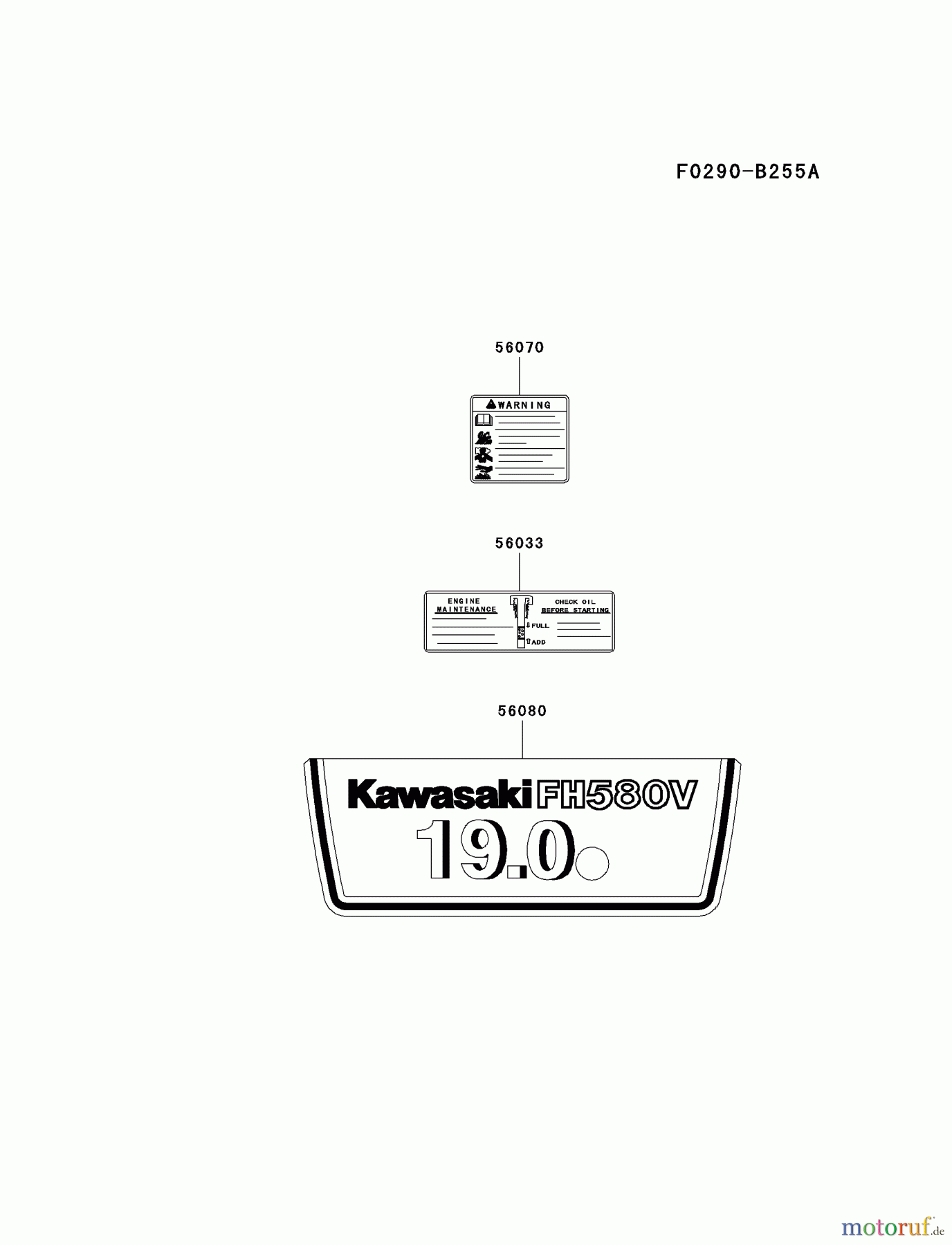  Kawasaki Motoren Motoren Vertikal FA210V - AS02 bis FH641V - DS24 FH580V-BS11 - Kawasaki FH580V 4-Stroke Engine LABEL