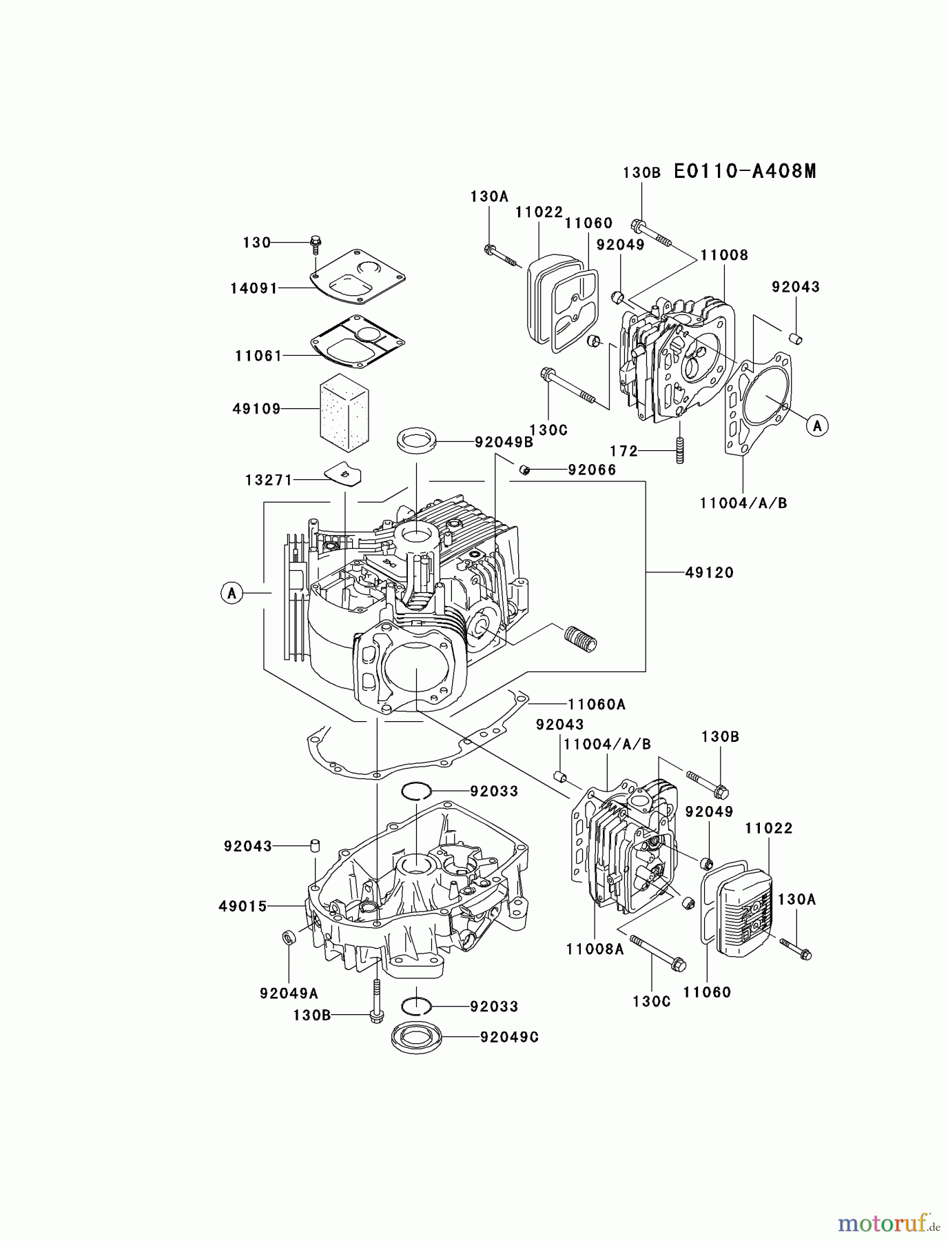  Kawasaki Motoren Motoren Vertikal FA210V - AS02 bis FH641V - DS24 FH541V-BS05 - Kawasaki FH541V 4-Stroke Engine CYLINDER/CRANKCASE