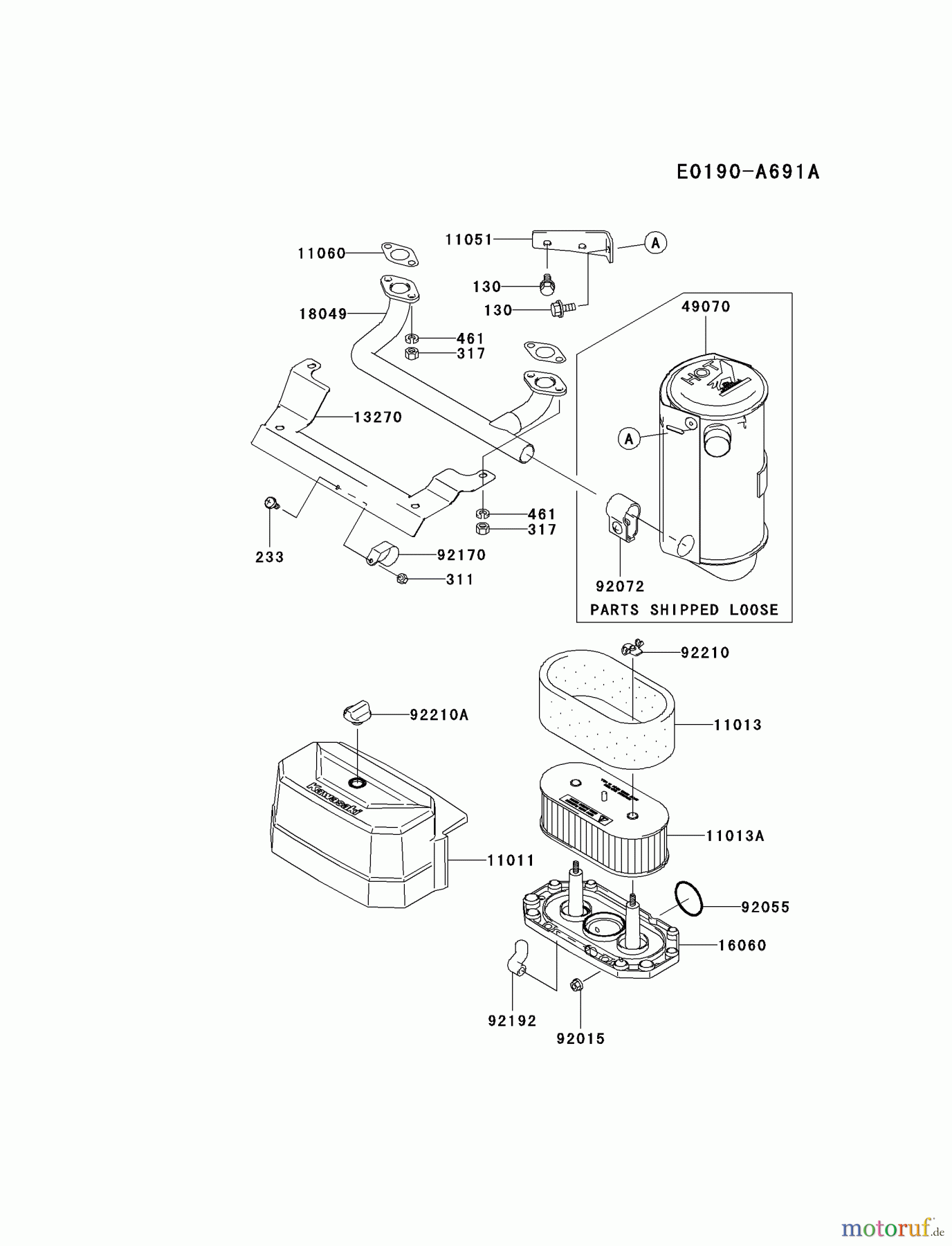  Kawasaki Motoren Motoren Vertikal FA210V - AS02 bis FH641V - DS24 FH541V-BS29 - Kawasaki FH541V 4-Stroke Engine AIR-FILTER/MUFFLER