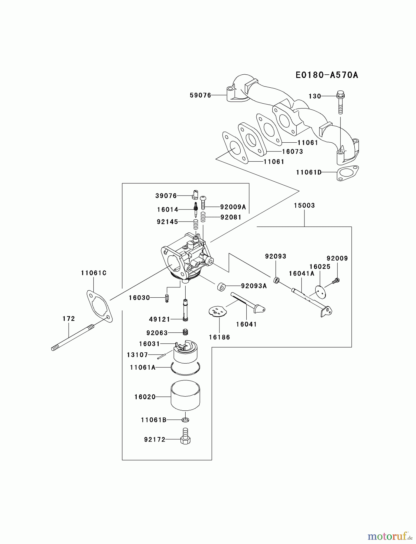  Kawasaki Motoren Motoren Vertikal FA210V - AS02 bis FH641V - DS24 FH580V-AS22 - Kawasaki FH580V 4-Stroke Engine CARBURETOR